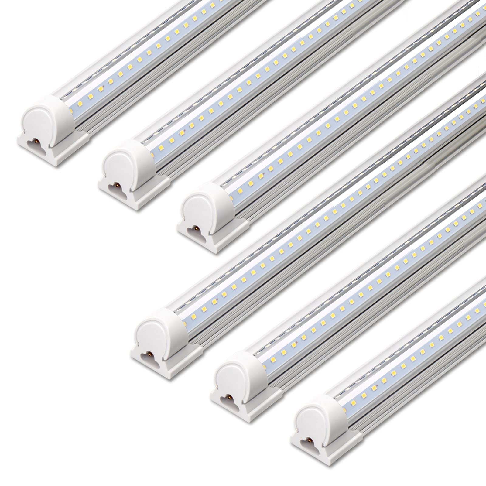 Barrina LED Shop Light - 40W 5500LM 5000K Daylight White - 4FT Integrated V-Shape Fixture - High Output T8 Tube with Clear Cover - Energy Efficient Lighting for Garage, Warehouse & Workshop (Pack of 6) - Perfect for Industrial Spaces, Retail Stores and Home Improvement Projects