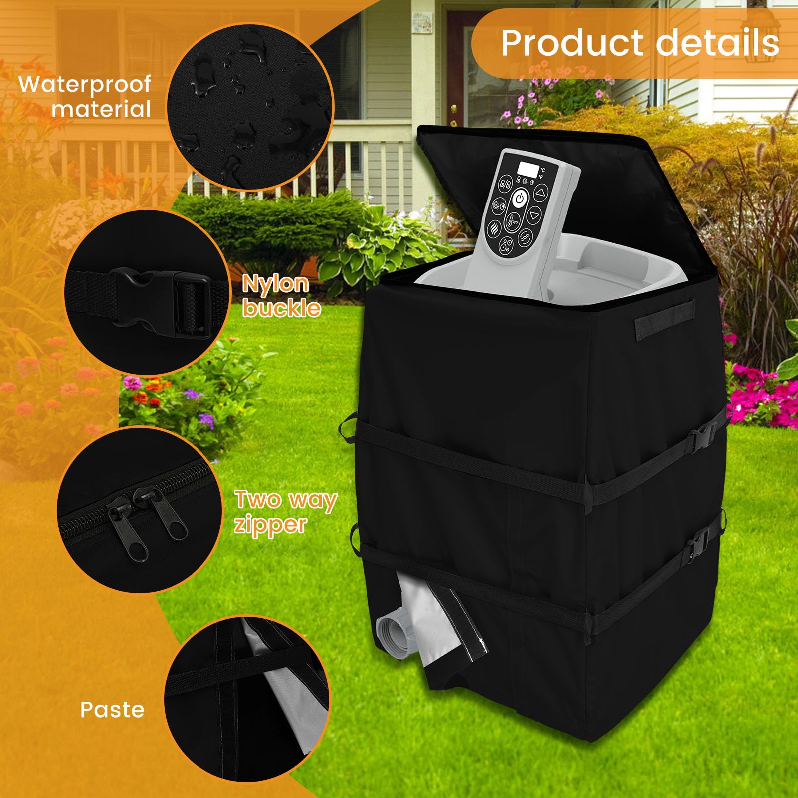 Premium Hot Tub Spa Heater Pump Cover - Waterproof & UV Resistant Black Rectangle Pool Cover for Outdoor Protection | Perfect for Jacuzzi, Backyard Spas, and Swimming Pool Equipment