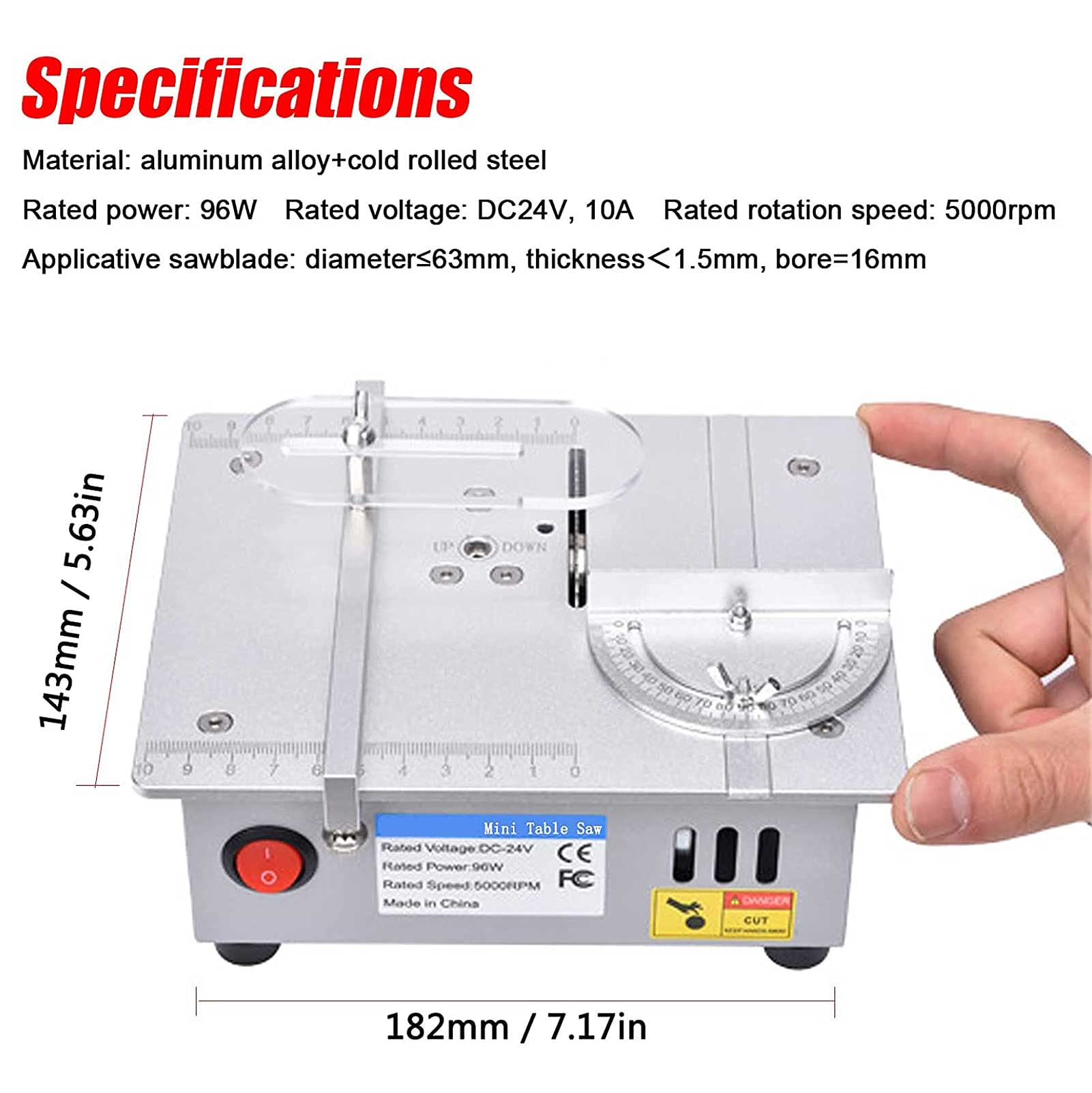 Mini Table Saw - Portable Desktop Precision Saw with Adjustable Speed & Angle for Hobby Crafts | Compact Household Chainsaw for Woodworking, DIY Projects & Model Making