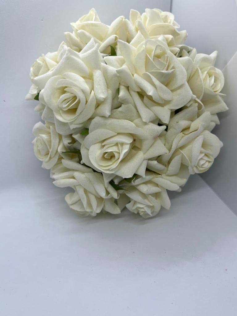 FLUSHIA Artificial White Rose Flower Bun Hair Juda Maker Gajra Hair Accessories for Women & Girls - Bridal, Party, Wedding Hairstyle (White, 1pc)