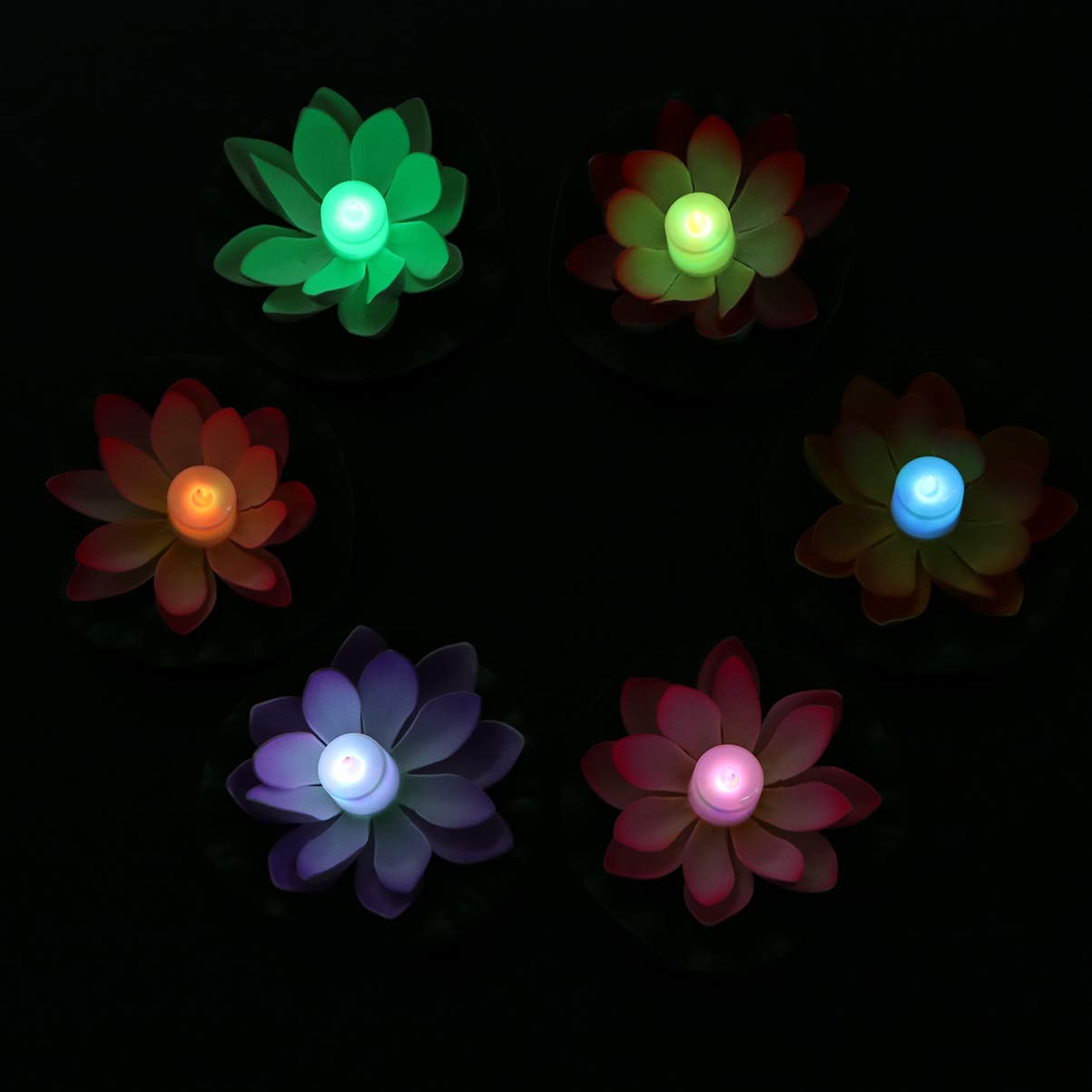Beaupretty 6Pcs Solar LED Floating Lily Lights - Waterproof Artificial Flower Night Lamp for Pond, Pool, Garden Decor - Romantic Outdoor Lighting for Weddings, Parties & Backyard Ambiance