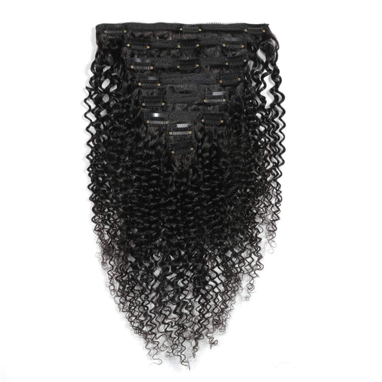 8PCS 120g Kinky Curly Brazilian Virgin Human Hair Extensions with Clips - 18inch Remy Hair Bundles for Black Women | Perfect for Daily Styling, Parties & Special Occasions