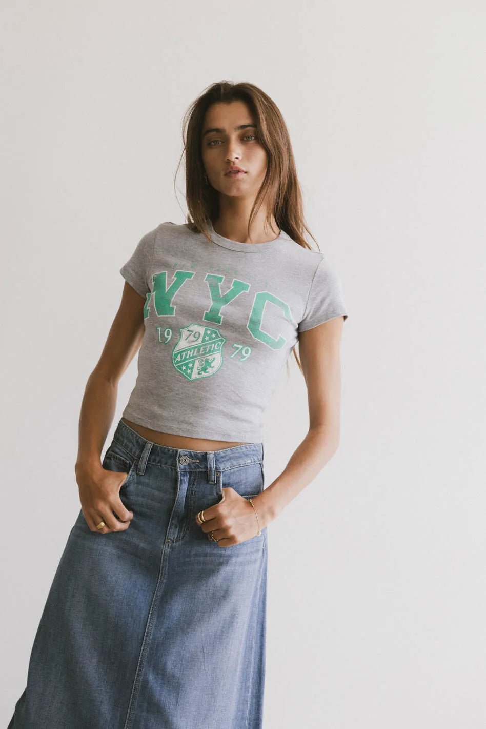 NYC Athletic Baby Tee - Soft Cotton Vintage Fit Women's T-Shirt for Casual Wear & Workouts | Final Sale