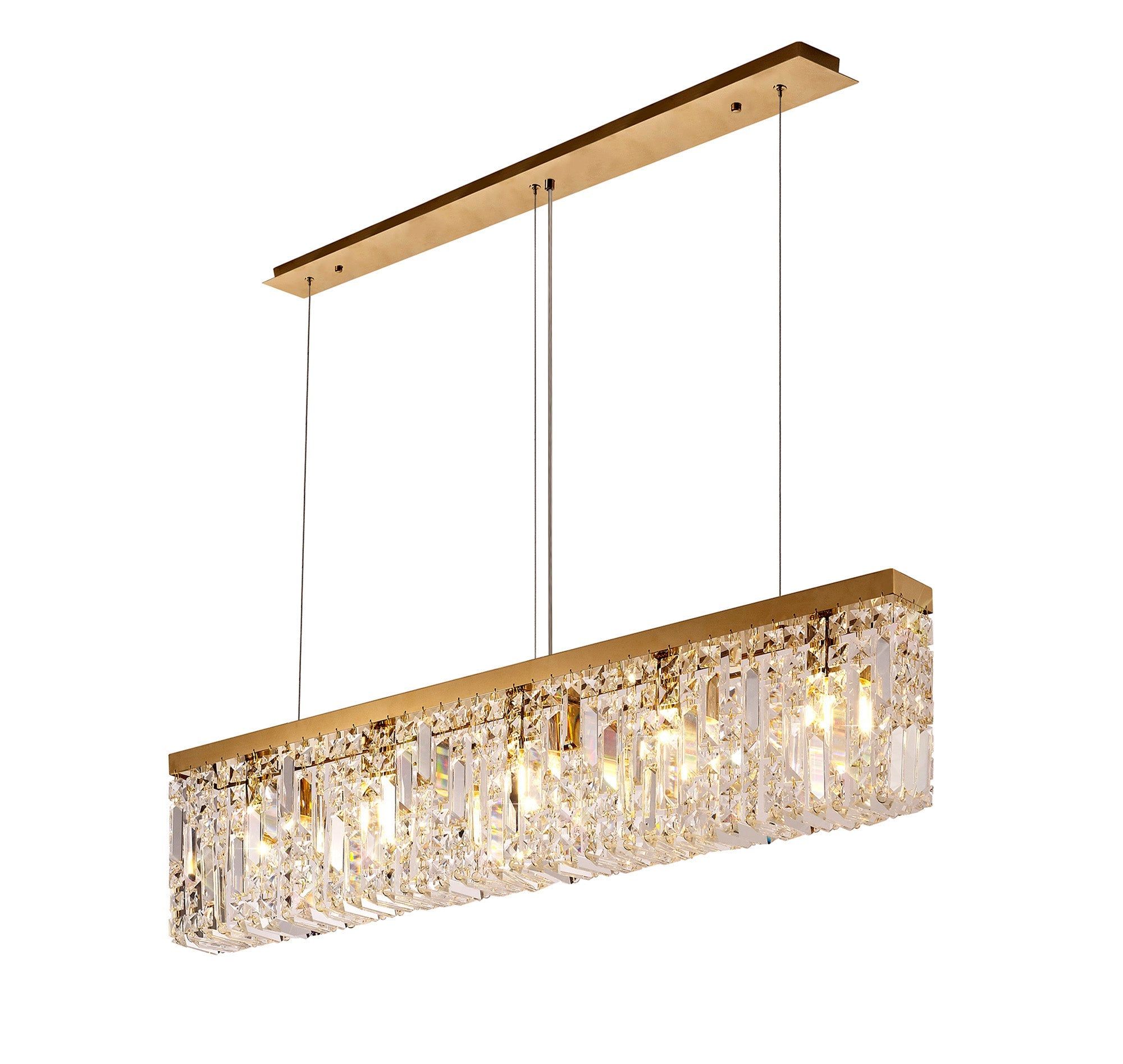 Ashby 5/7Lt Crystal Island Light Fixture in Gold/Chrome - Elegant Dining Room & Kitchen Pendant Lighting for Modern Homes