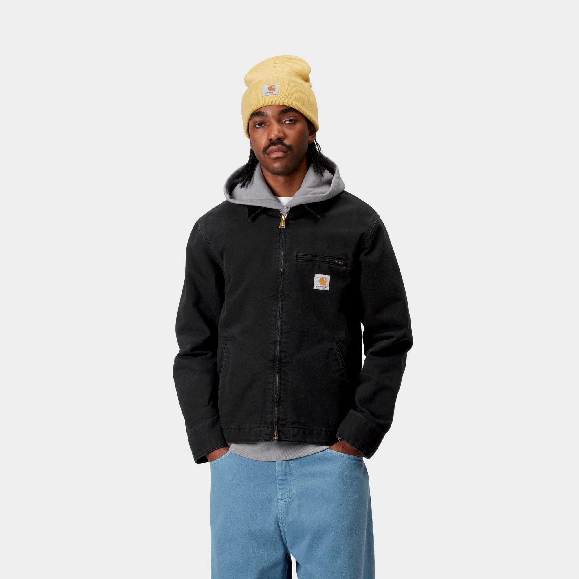 Men's Detroit Jacket - Stone Canvas Spring Jacket for Men | Black Water-Resistant Workwear for Outdoor & Casual Wear