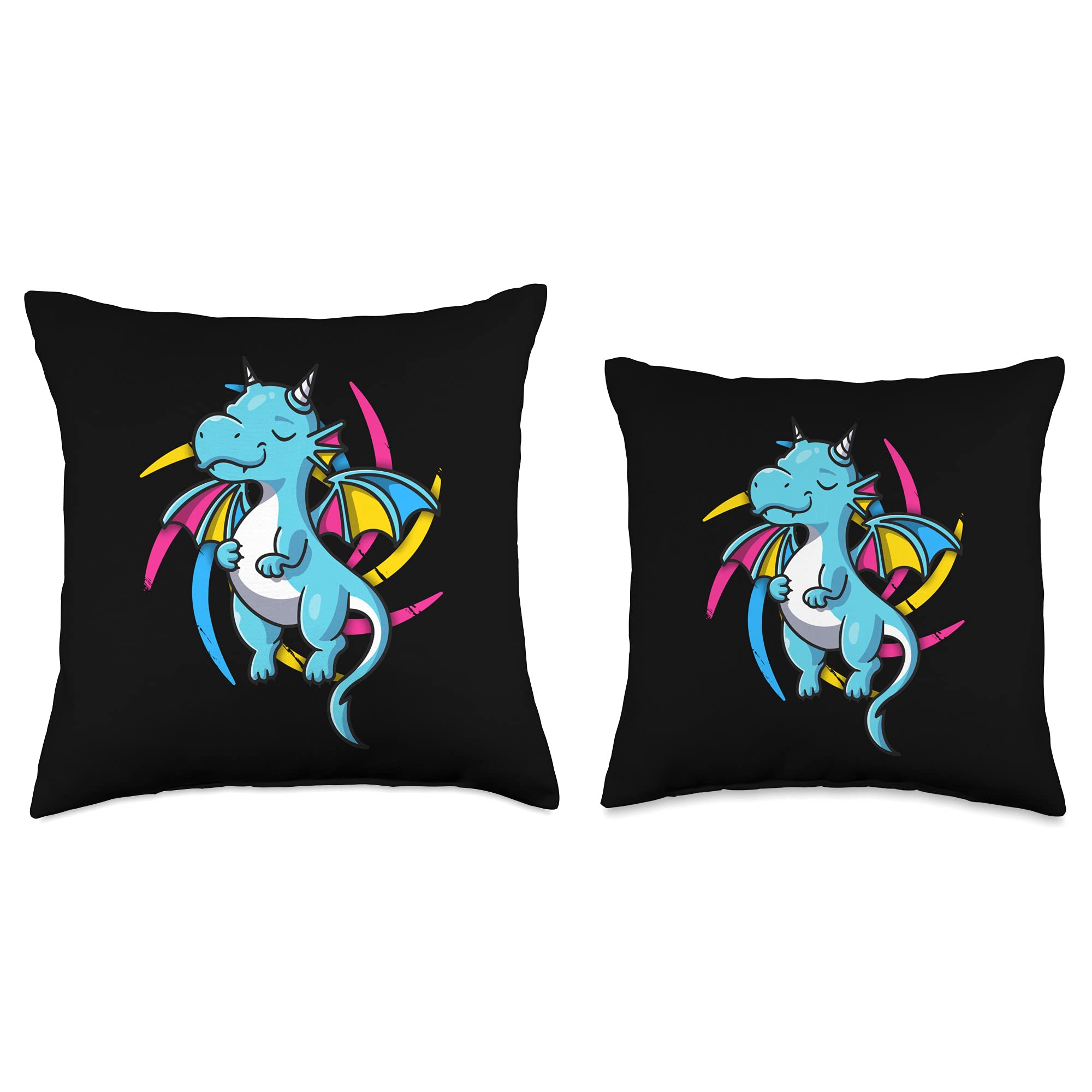Pansexual Pride Dragon Throw Pillow - 18x18 Inch Multicolor LGBT Gift for Gamers & LGBTQ+ Supporters | Perfect for Gaming Rooms, Couches & Pride Events