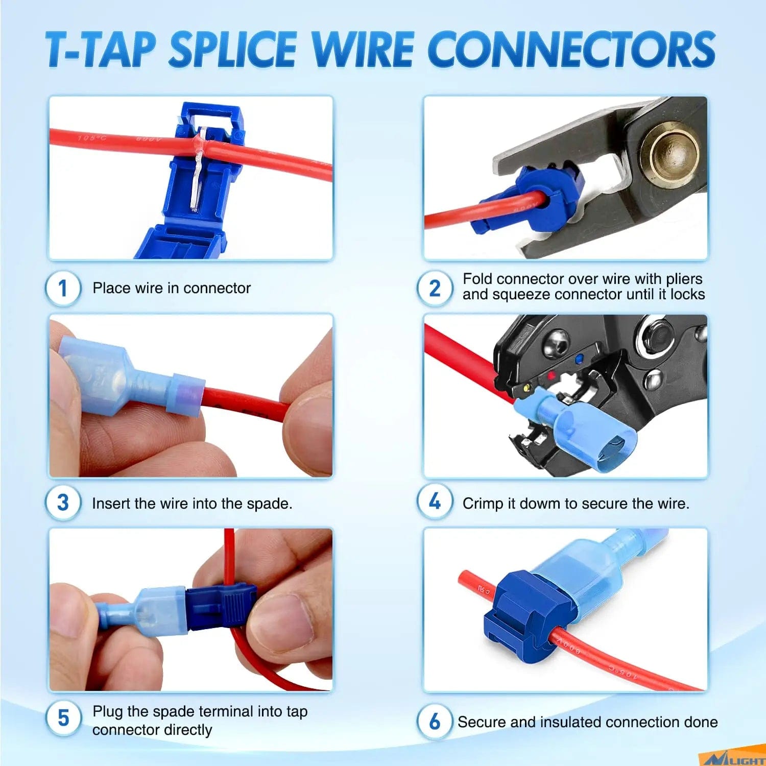 360PCS T Tap Wire Connectors Terminals Kit - Insulated Quick Splice Electrical Connectors for Automotive, Marine & DIY Wiring Projects - Perfect for Car Audio, LED Lights & Electrical Repairs