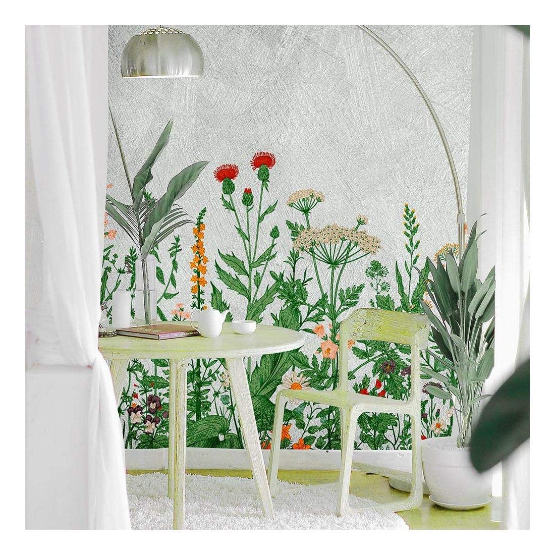 Wall26 - Large Self-Adhesive Vinyl Wall Mural with Floral Design on Grey Textured Background | Removable Modern Wallpaper Decor - 66x96 inches | Perfect for Living Room, Bedroom, Office & Nursery Decoration