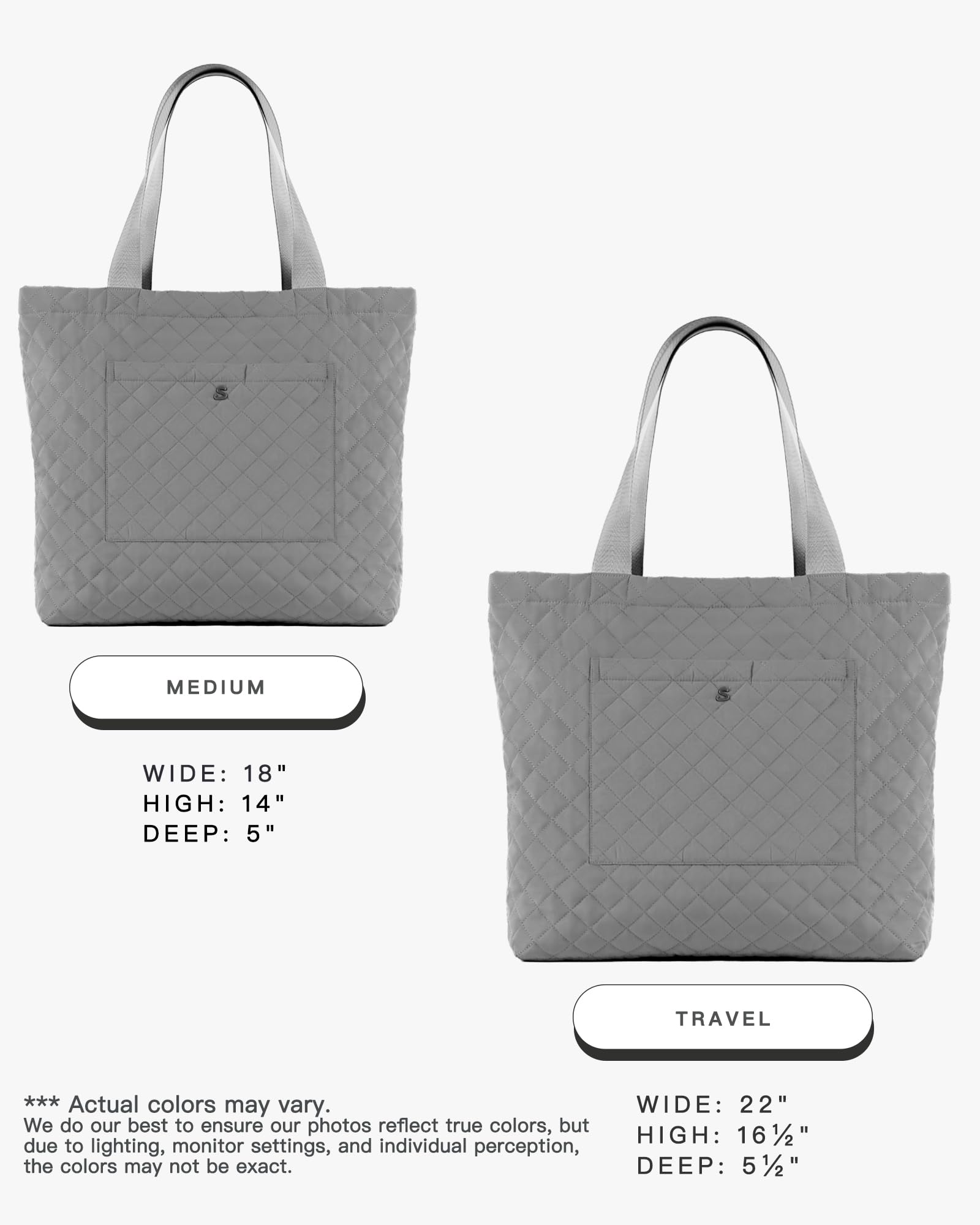 SATINSAINT Large Quilted Tote Bag for Women - Lightweight Travel, Work, Gym & Casual Carry-All - Perfect for Business Trips, Shopping & Everyday Use