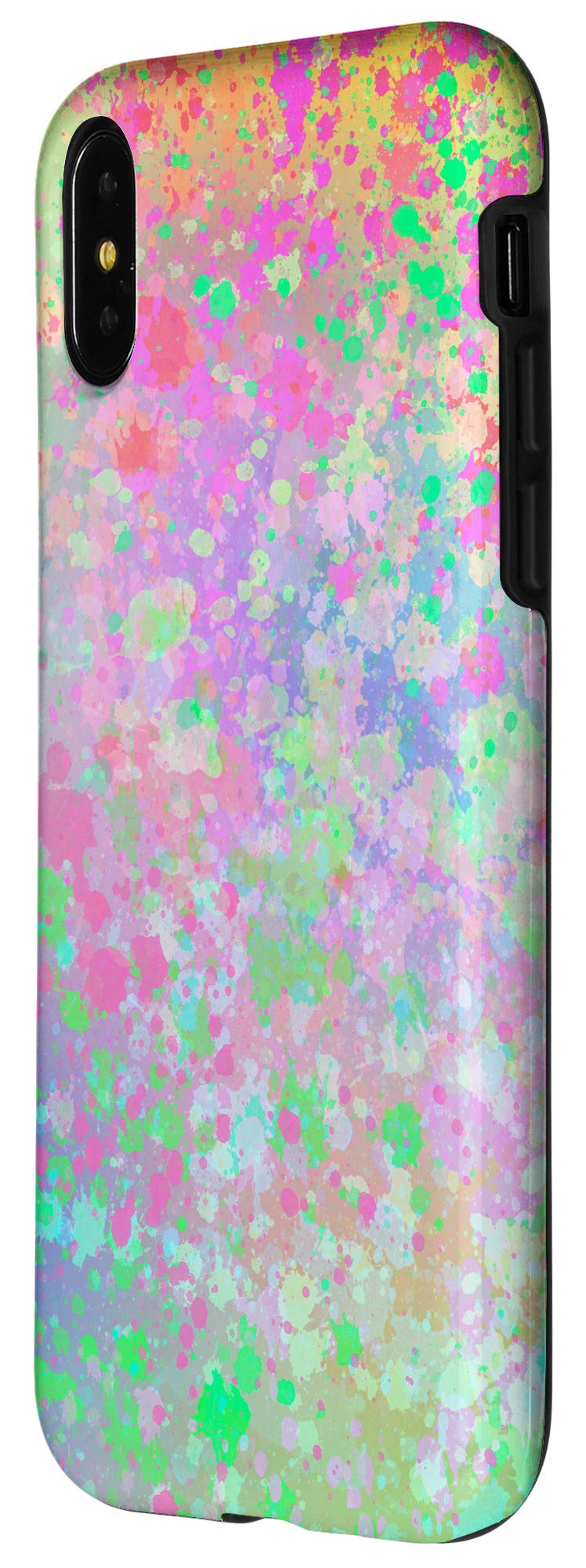 iPhone X/XS Case - Abstract Pink & Green Splatter Design Shockproof Phone Cover | Perfect for Daily Use, Travel & Outdoor Activities