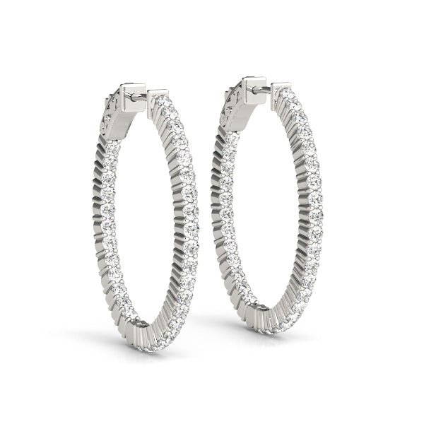 1 Inch 2 Prong Oval Hoop Earrings - Sterling Silver or Gold Plated (1/2 Pair) - Perfect for Everyday Wear, Parties & Special Occasions