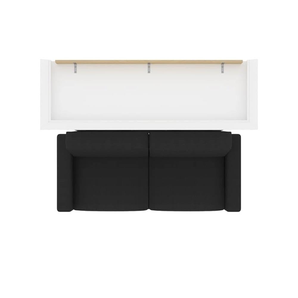 Atlin Designs Wood Queen Murphy Bed with Nightstand in Bark Gray/White - Space Saving Wall Bed for Small Apartments, Guest Rooms & Home Offices