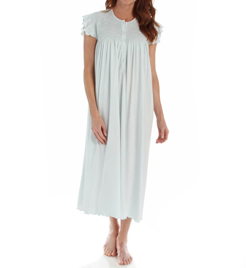 Women's Floral Smocked Cap Sleeve Nightgown - Soft Cotton Sleepwear for Comfortable Nights & Lounge Wear