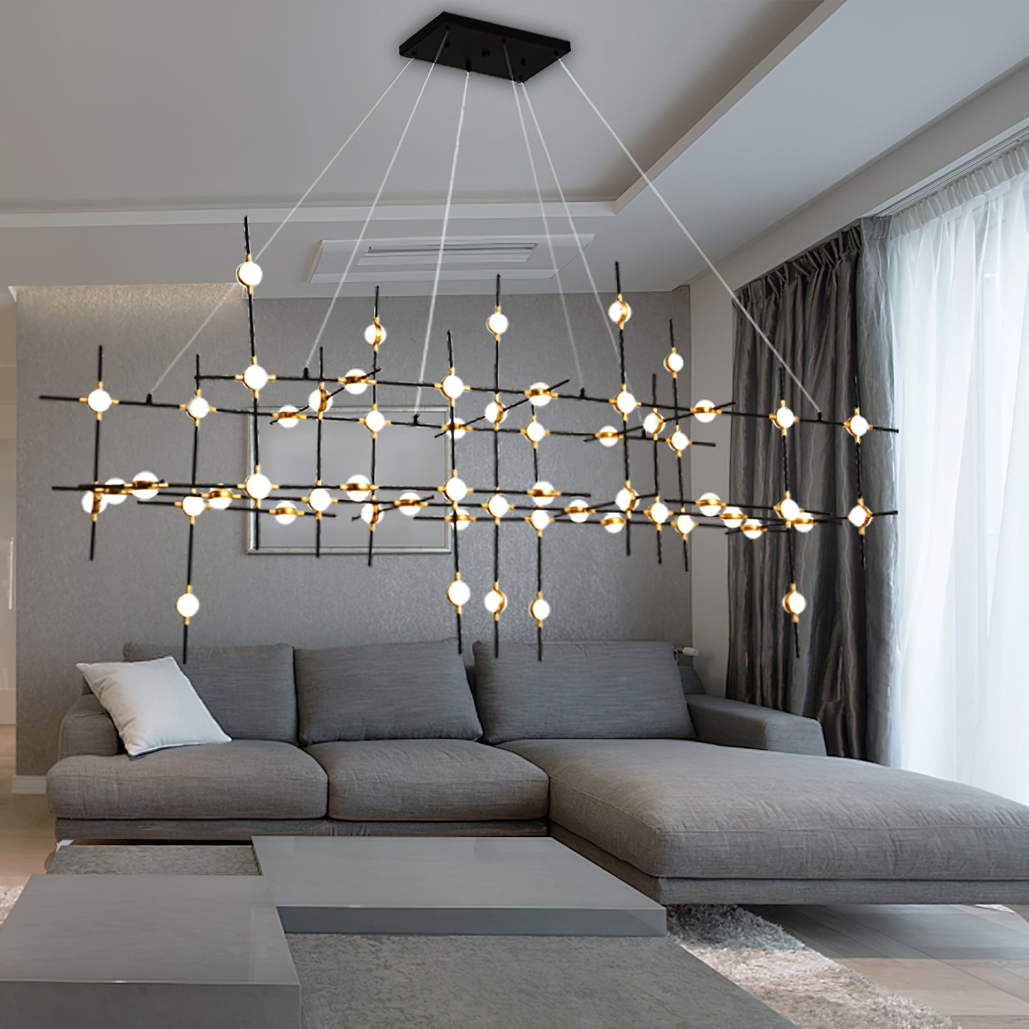 Dorney Floating Ball Chandelier - Modern Crystal Glass Ceiling Light Fixture for Dining Room, Living Room, Bedroom & Entryway | Elegant Home Decor Lighting for Weddings, Restaurants and Luxury Spaces