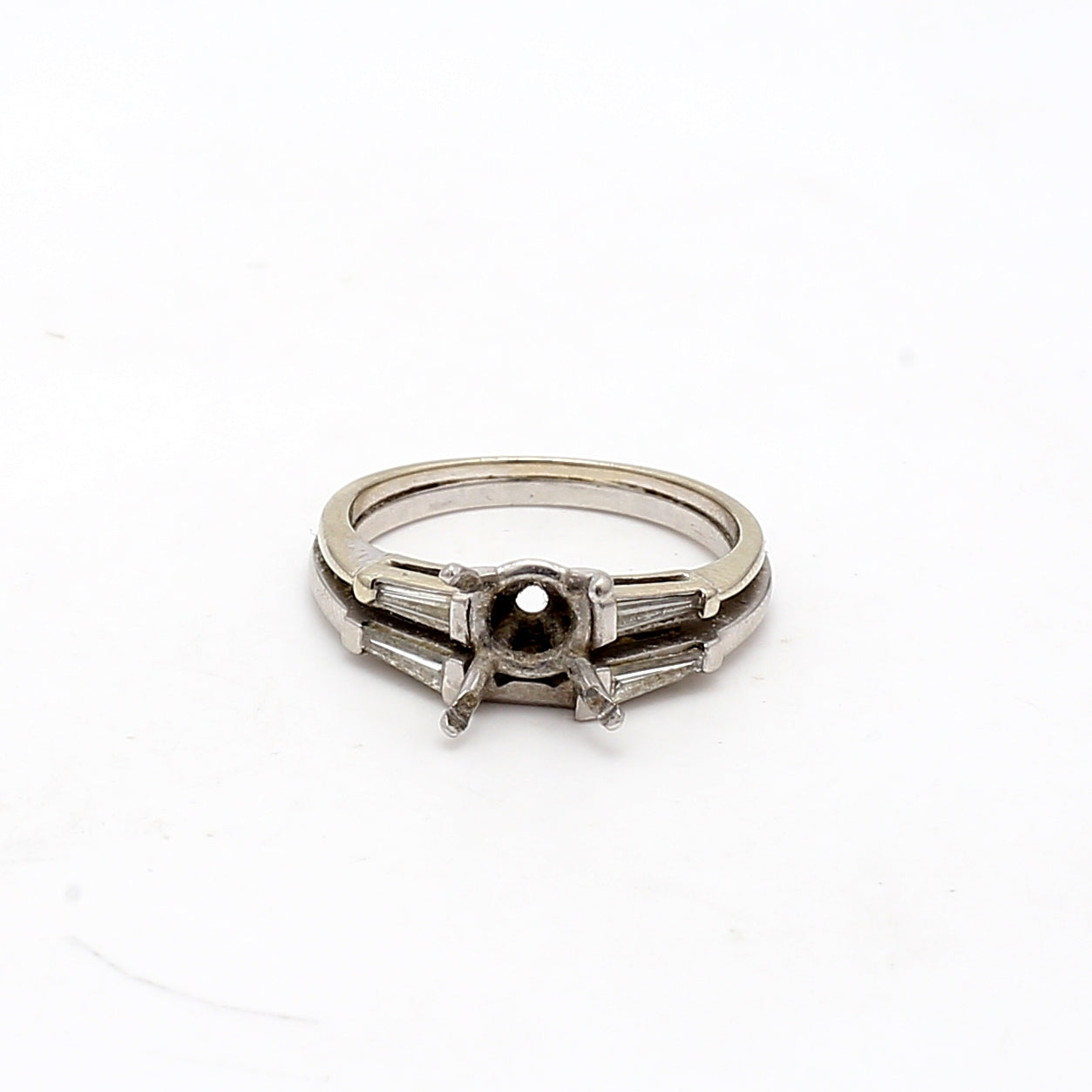 0.40 Carat Baguette Cut I SI1 Diamond Platinum Semi Mount Ring for Engagement, Wedding, Anniversary & Special Occasions