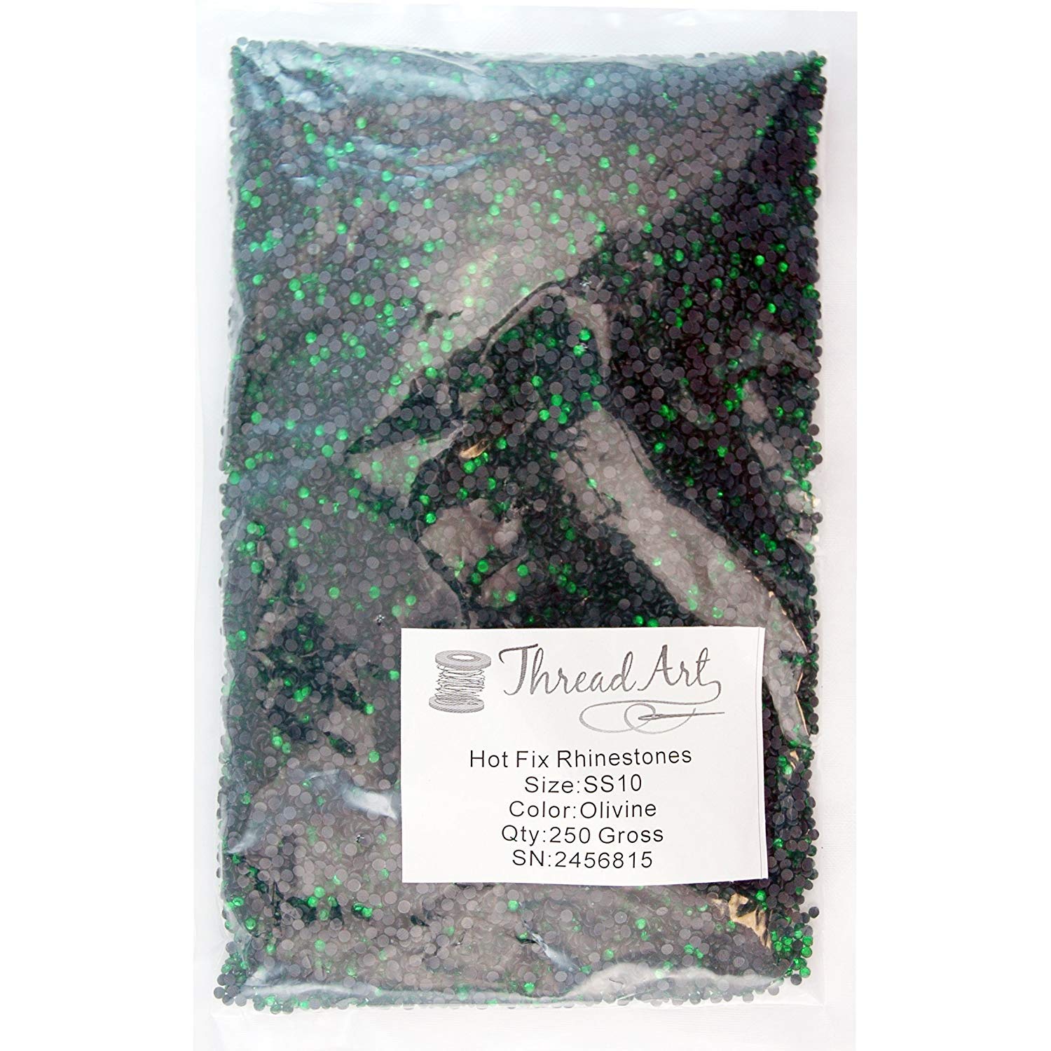 Threadart Bulk Hot Fix Rhinestones Olivine - SS10 (3mm) - 36,000 Stones - 250 Gross Pack for DIY Crafts, Clothing Embellishments & Jewelry Making