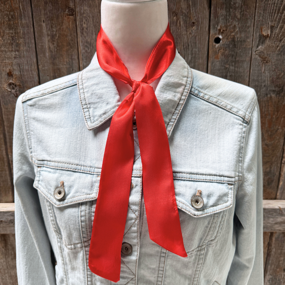 Electric Red Western Skinny Mini Wild Rag Scarf - Cowgirl Necktie for Women | Perfect for Rodeo, Horse Riding & Country Fashion Outfits #TW306