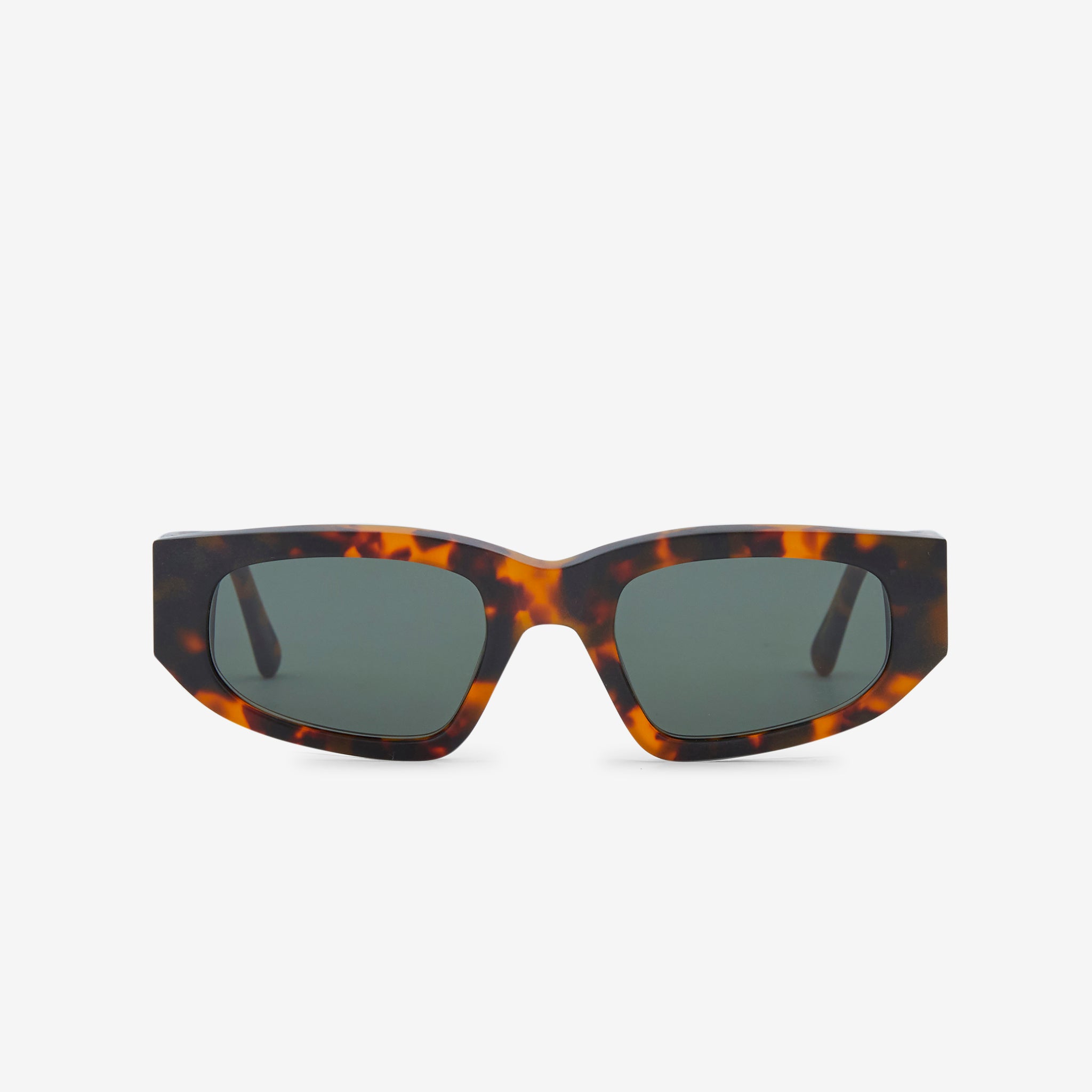 Eclipse Matte Havana Sunglasses with Green Solid Lenses - UV Protection for Outdoor Activities, Beach & Driving