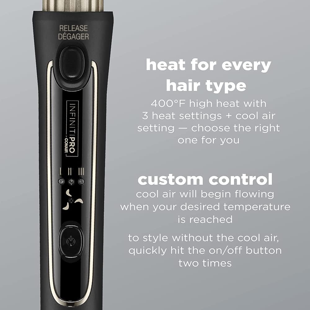 InfinitiPRO Conair CD2112C Cool Air Styler for Cascading Waves - Black Hair Styling Brush for Smooth, Shiny Hair - Perfect for Home Use & Travel Styling