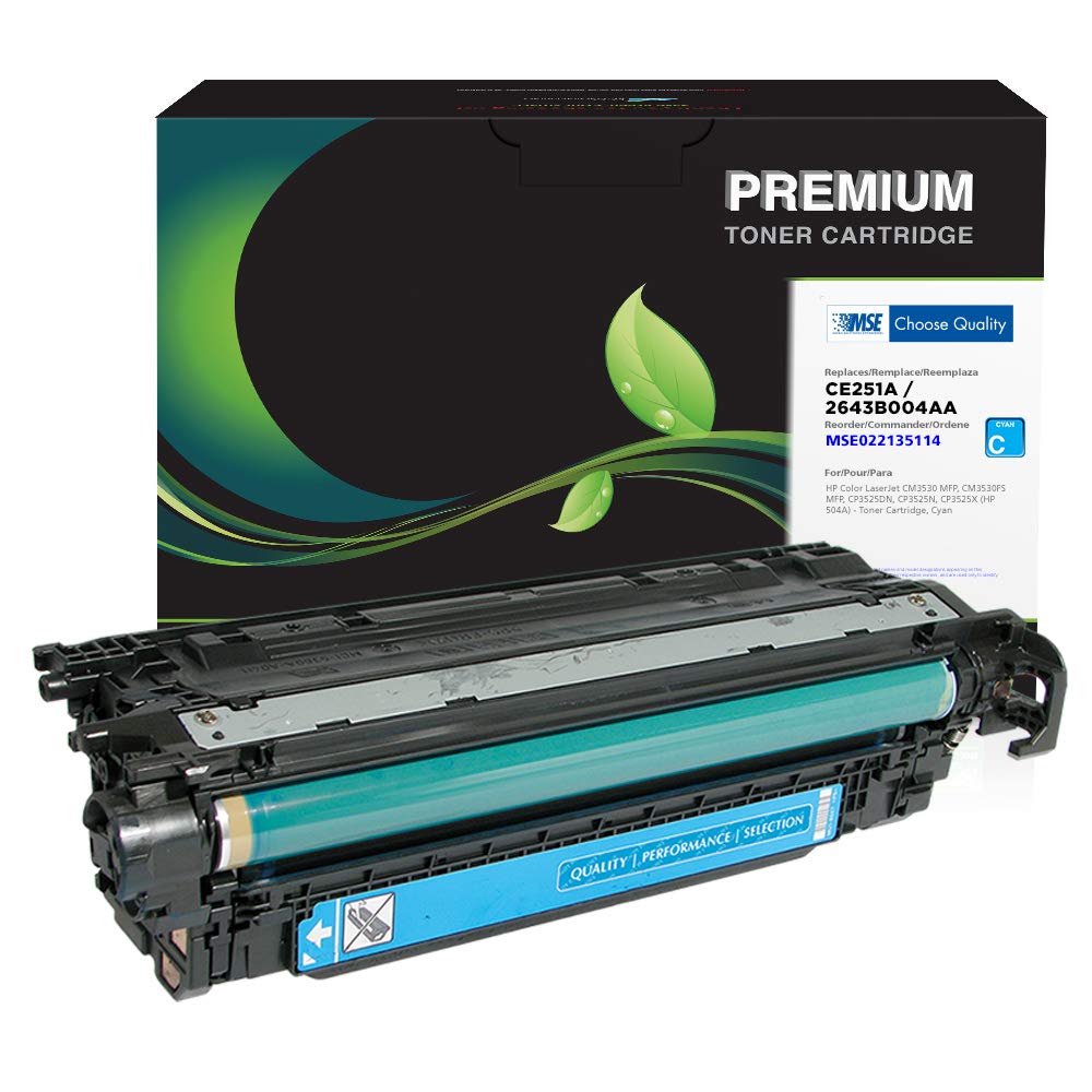 MSE Remanufactured HP CE251A (504A) Cyan Toner Cartridge Replacement - High Yield, Eco-Friendly | Perfect for HP LaserJet Printers in Home & Office Use