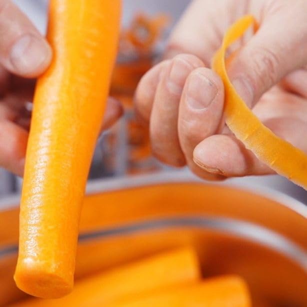 LOUIS TELLIER Professional Carrot Peeler with Stand - Heavy Duty Stainless Steel Blade for Large Carrots up to 2.4