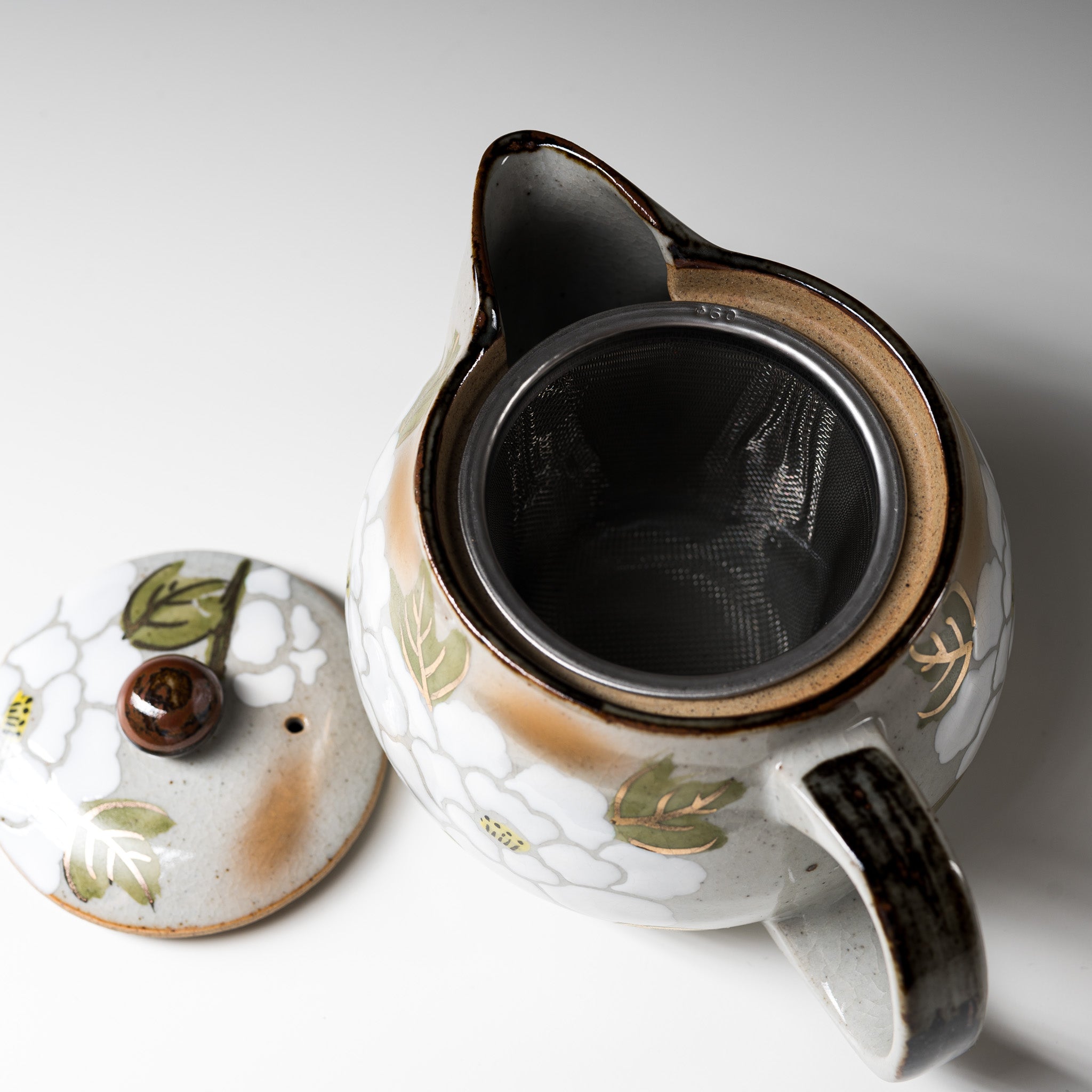 Premium Kutani Ware Japanese Single Tea Pot - Handcrafted White Peony Design for Authentic Matcha & Green Tea Ceremony | Perfect Gift for Tea Lovers & Home Decor