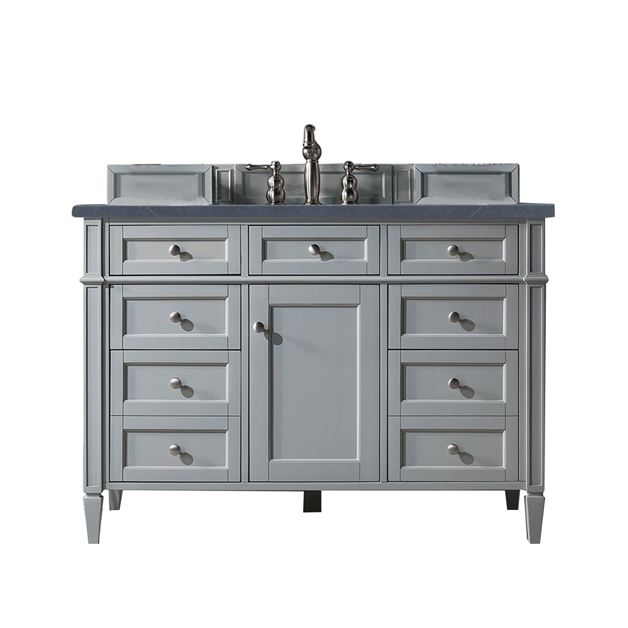 Brittany 48 Inch Urban Gray Single Bathroom Vanity with 3CM Charcoal Soapstone Quartz Countertop - Perfect for Modern Home Bathroom Remodeling & Space-Saving Design