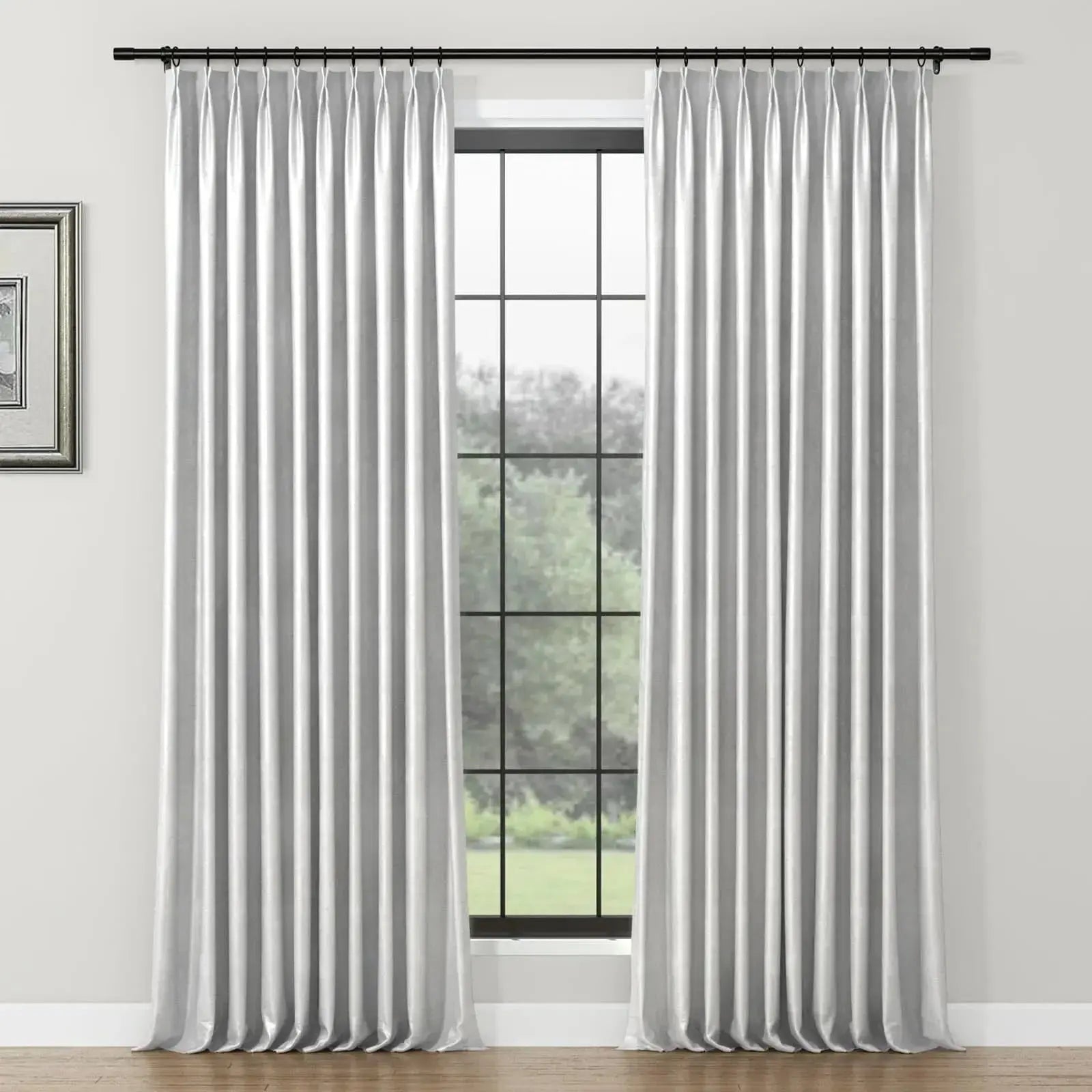 Lydia Rove Jacquard Pleated Curtains for Living Room & Bedroom - Elegant Window Treatments for Home Decor