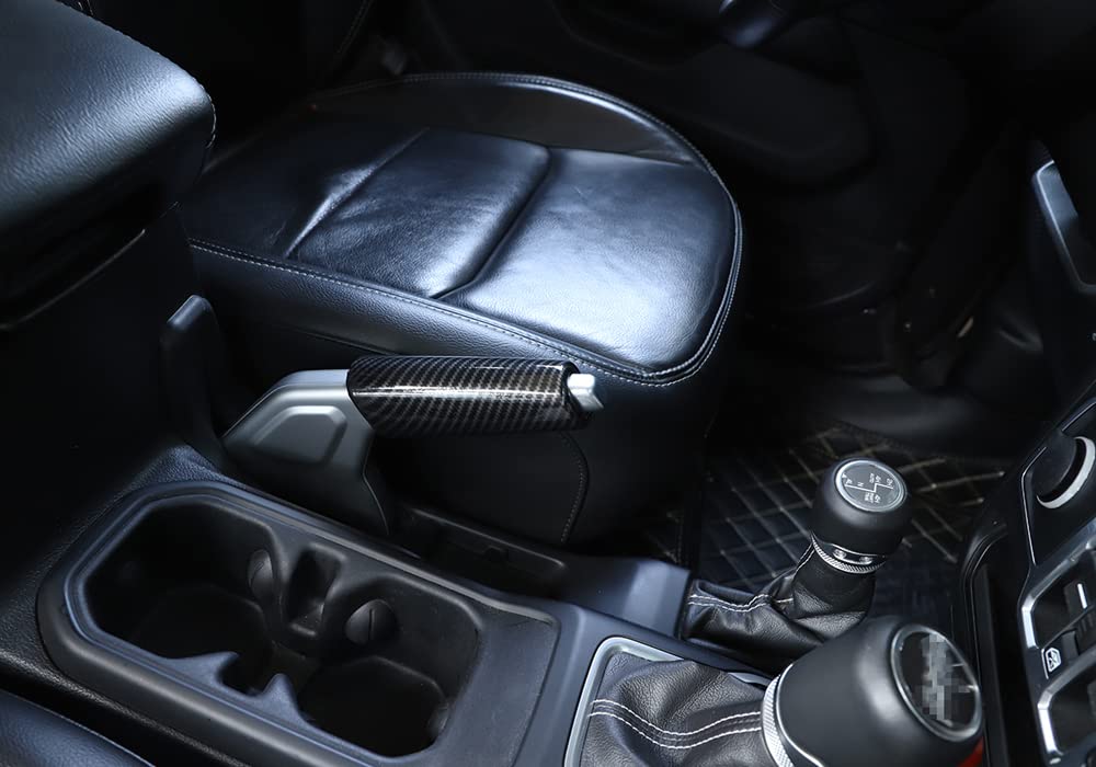 Jeep Wrangler JL & JT Gladiator 2018+ ABS Handbrake Cover - Carbon Fiber Grain Interior Trim Accessory for Enhanced Style & Protection | Perfect for Off-Roading & Custom Car Decor