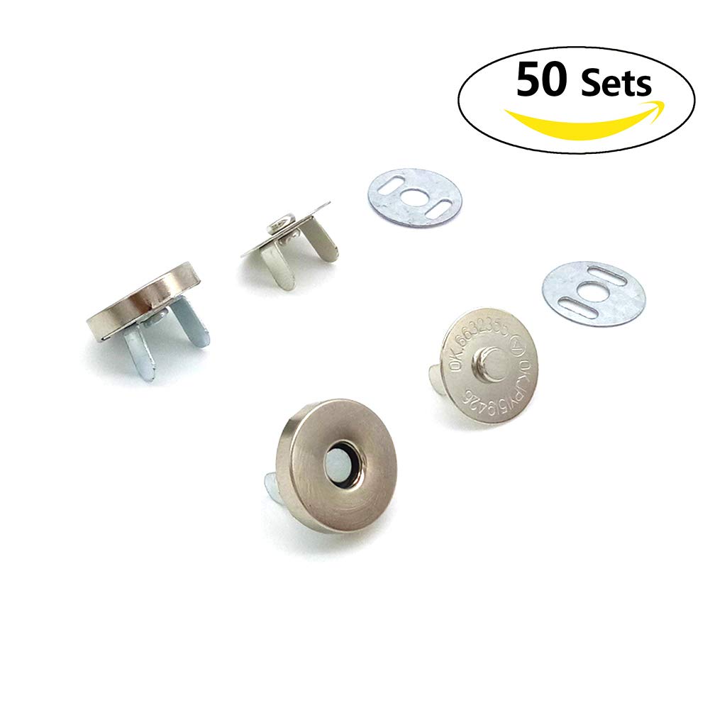 50 Sets Silver Magnetic Purse Snap Clasps Buttons - Strong Closures for Handbags, Purses, Clothing & Sewing Crafts - Perfect for DIY Fashion Accessories and Secure Bag Closures