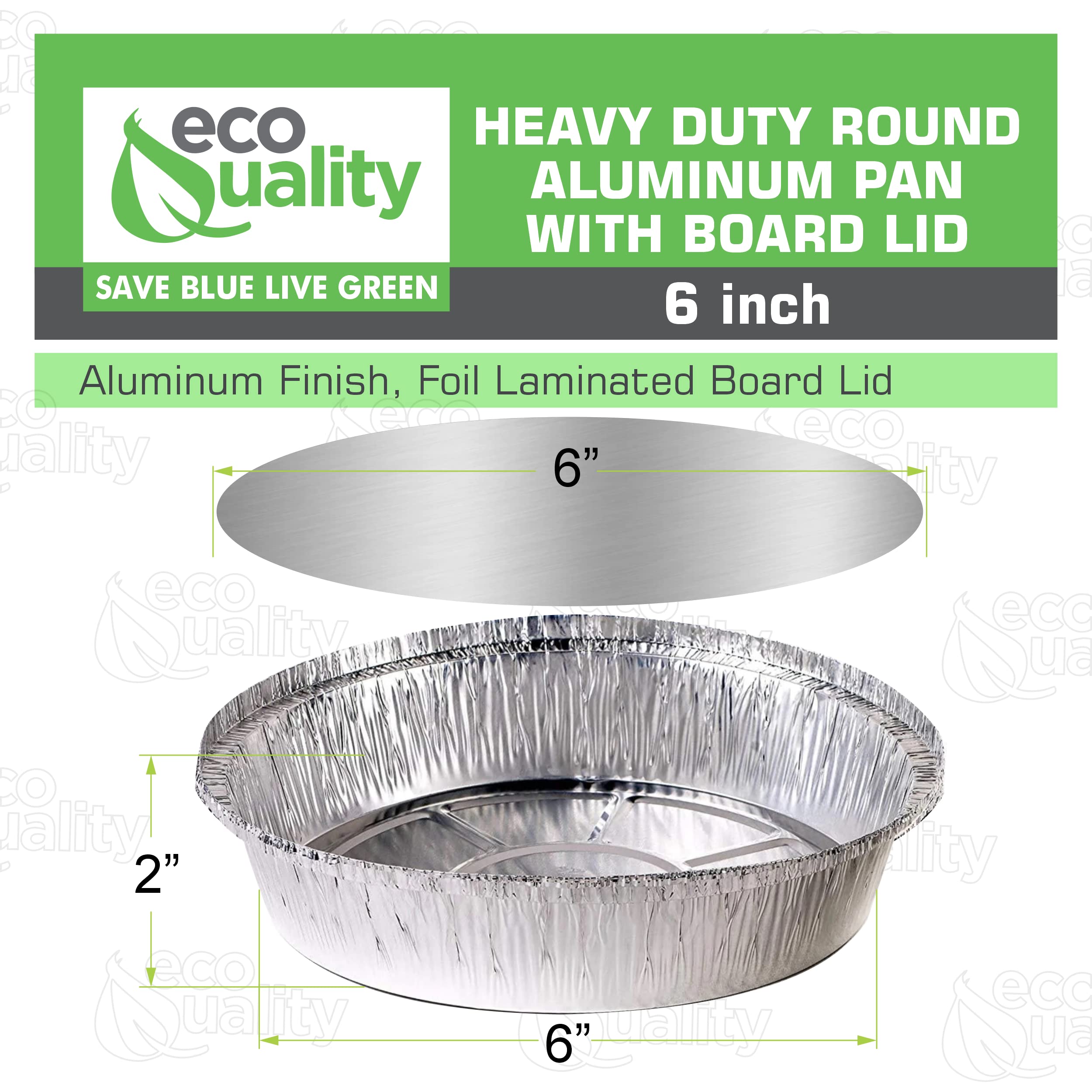 EcoQuality [500 Pack] 6 Inch Disposable Round Aluminum Foil Pans with Board Lids - Bake, Cook & Serve Food - Perfect for Catering, Restaurants, Parties, Picnics & Meal Prep - Oven Safe & Leak Proof Food Containers