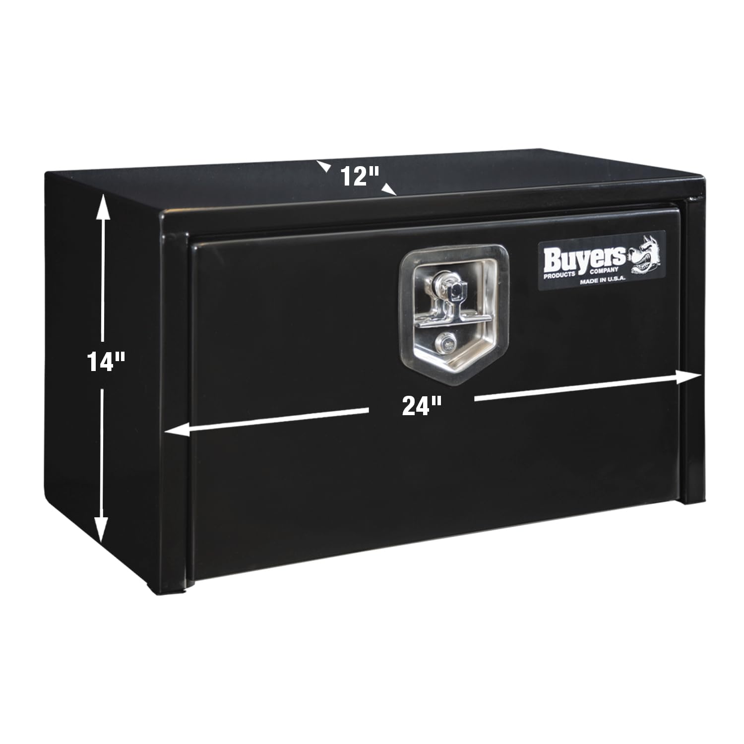 **Buyers Products 1703350 Black Steel Underbody Truck Tool Box with Lockable T-Handle Latch | 14 x 12 x 24 Inch | Heavy-Duty Contractor Tool Storage | Made in USA | Perfect for Pickup Trucks & Work Vans**    *(Ideal for Organizing Tools, Equipment & Supplies On-the-Go – Fits Under Truck Beds & Commercial Vehicles)*