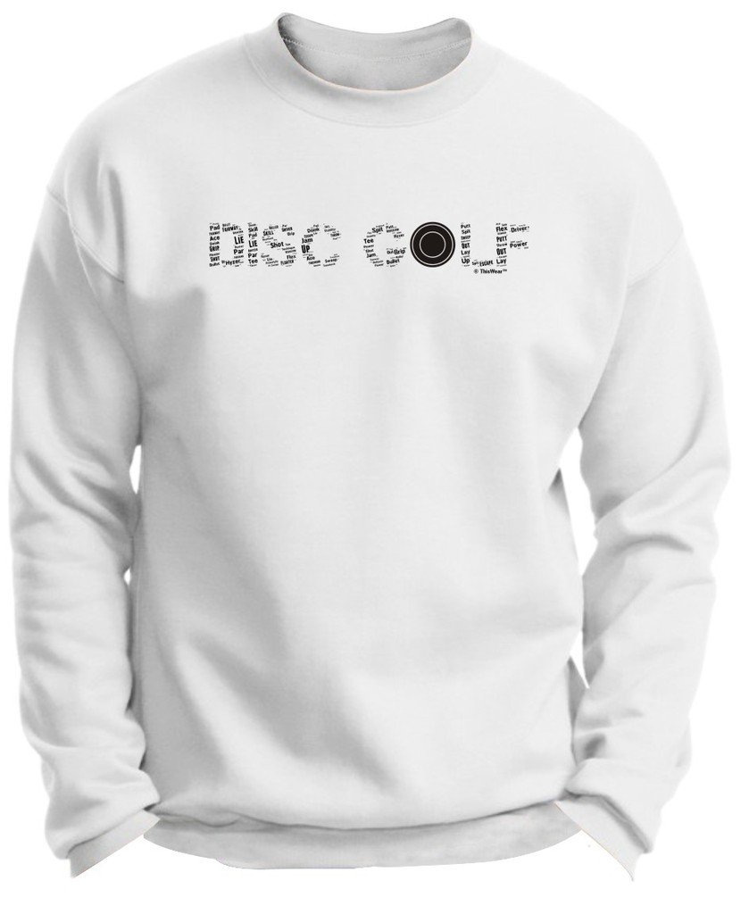 ThisWear Disc Golf Word Collage Premium Crewneck Sweatshirt - Perfect Gift for Disc Golf Players & Fans - Ideal for Casual Wear, Outdoor Activities & Sports Events