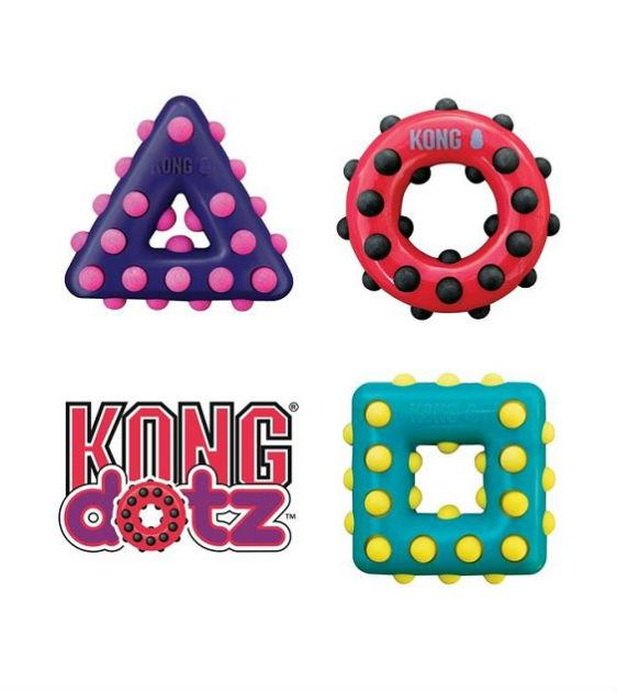 Kong Dotz Square Dog Chew Toy - Durable Interactive Puzzle for Small & Medium Dogs - Perfect for Teething, Training & Playtime Indoors or Outdoors