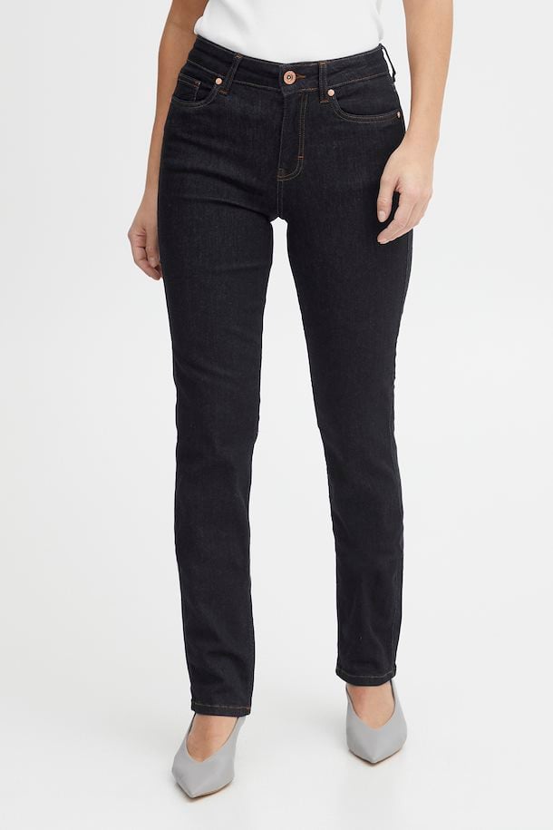 Emma Dark Unwashed High Waisted Straight Leg Jeans for Women - Comfortable Stretch Denim Pants for Casual Wear & Everyday Outfits