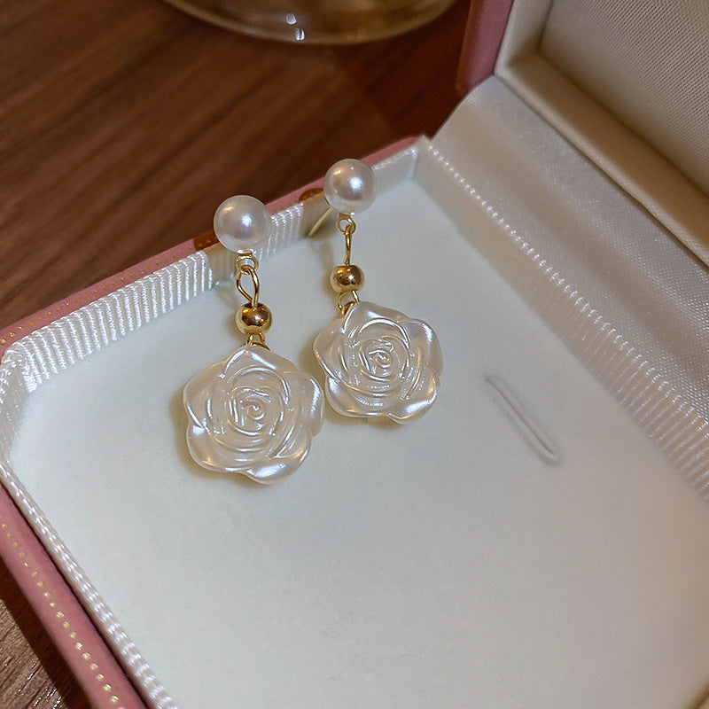 Elegant Flower Pearl Drop Earrings for Women | HE9097 | Perfect for Weddings, Parties & Special Occasions