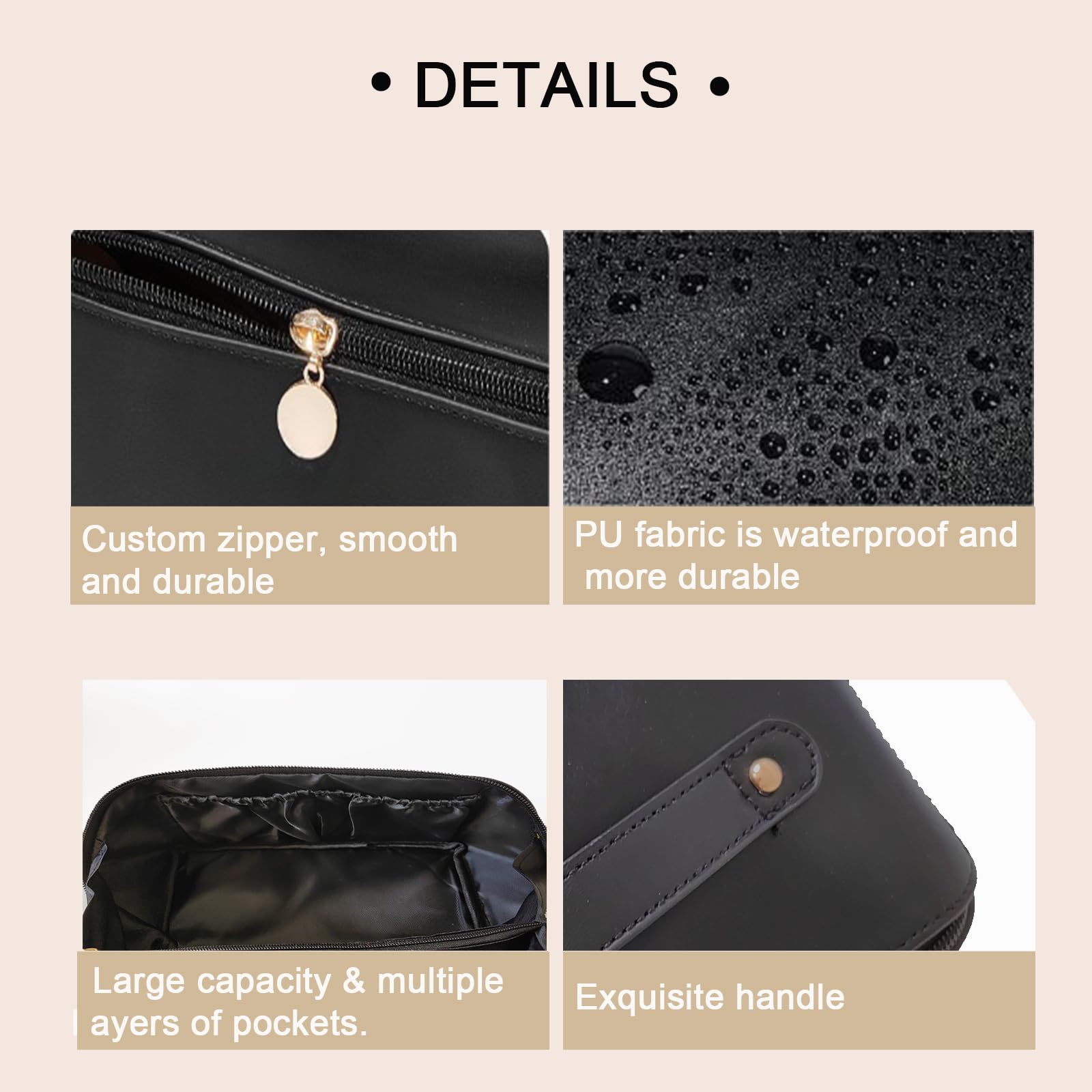 Waterproof Travel Makeup Bag for Women - Large PU Cosmetic Organizer for Travel & Daily Use