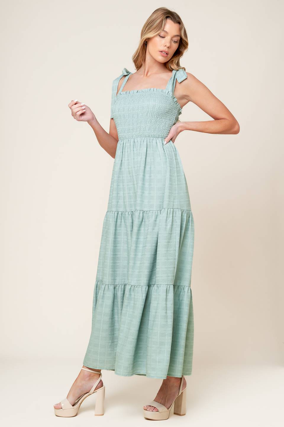 Elegant Dusty Teal Maxi Dress by Ocean Breezes | Flowy Beach Cover Up & Summer Evening Wear