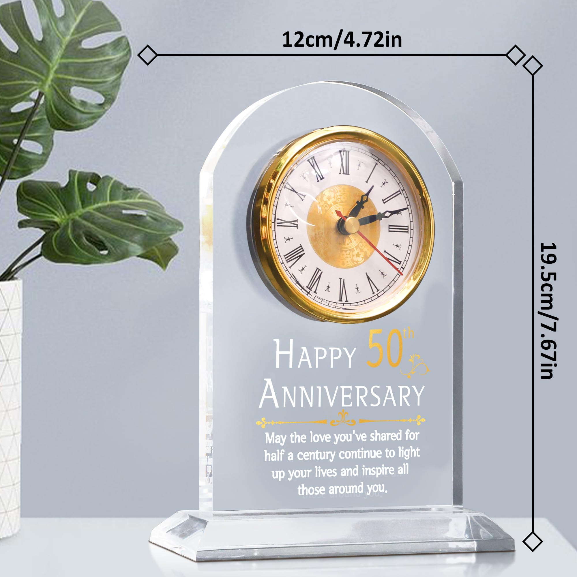 50th Anniversary Wedding Gift - Elegant Quartz Table Clock for Couples, Parents & Grandparents - Golden Wedding Keepsake for 50 Years of Marriage - Perfect for Home, Office Desk Decor & Romantic Anniversary Celebrations