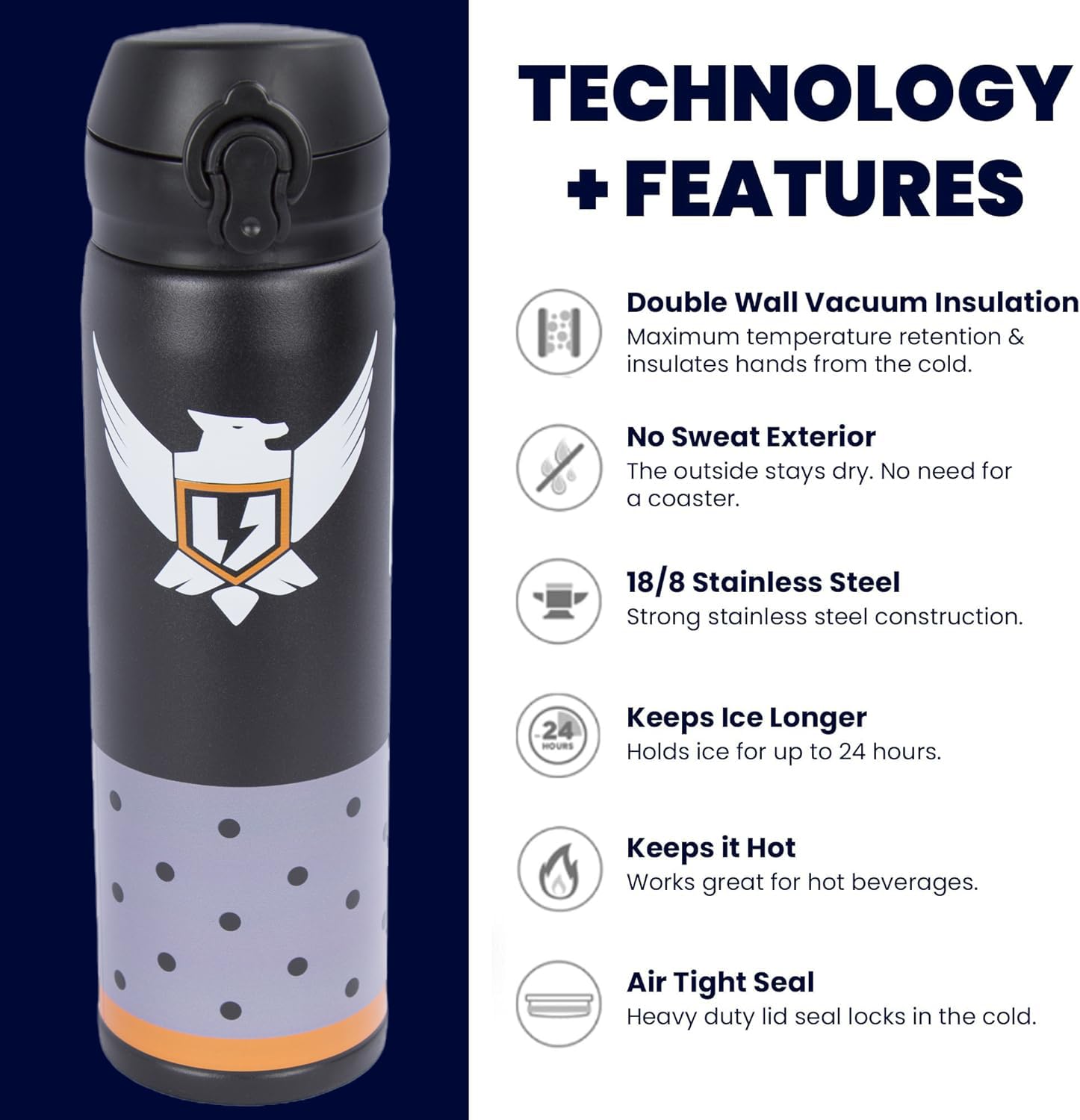 Maxer Shield Stainless Steel Water Bottle 20oz & 28oz - Insulated Thermos for Hot & Cold Drinks - Perfect for Gym, Hiking, Office & Travel