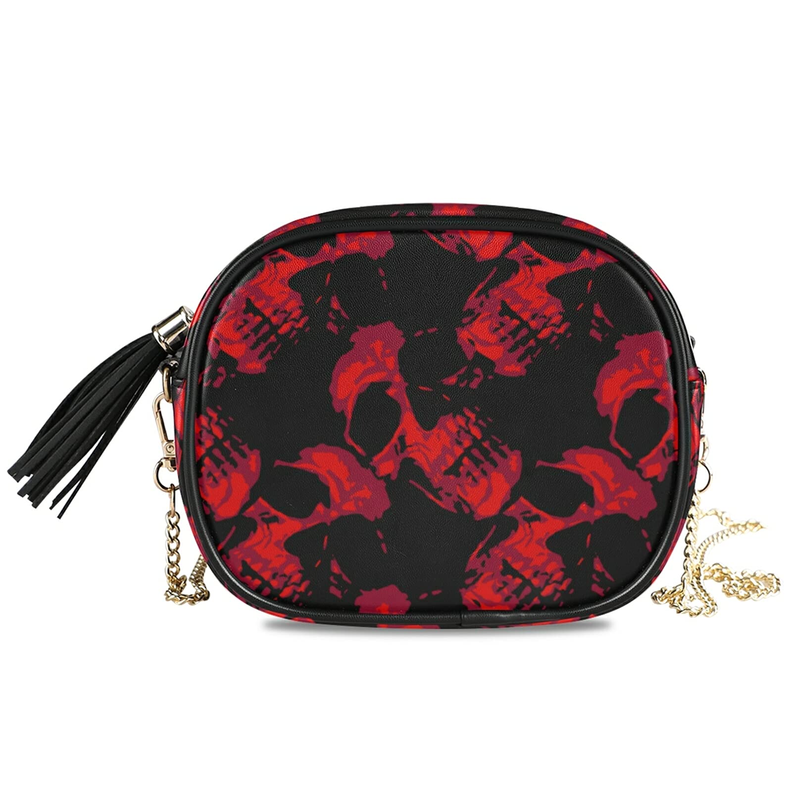 Stylish Women's Crossbody Bag - Genuine Leather Halloween Skull Design Shoulder Purse with Adjustable Strap, Perfect for Makeup, Travel & Daily Use | Small Size Fashion Accessory