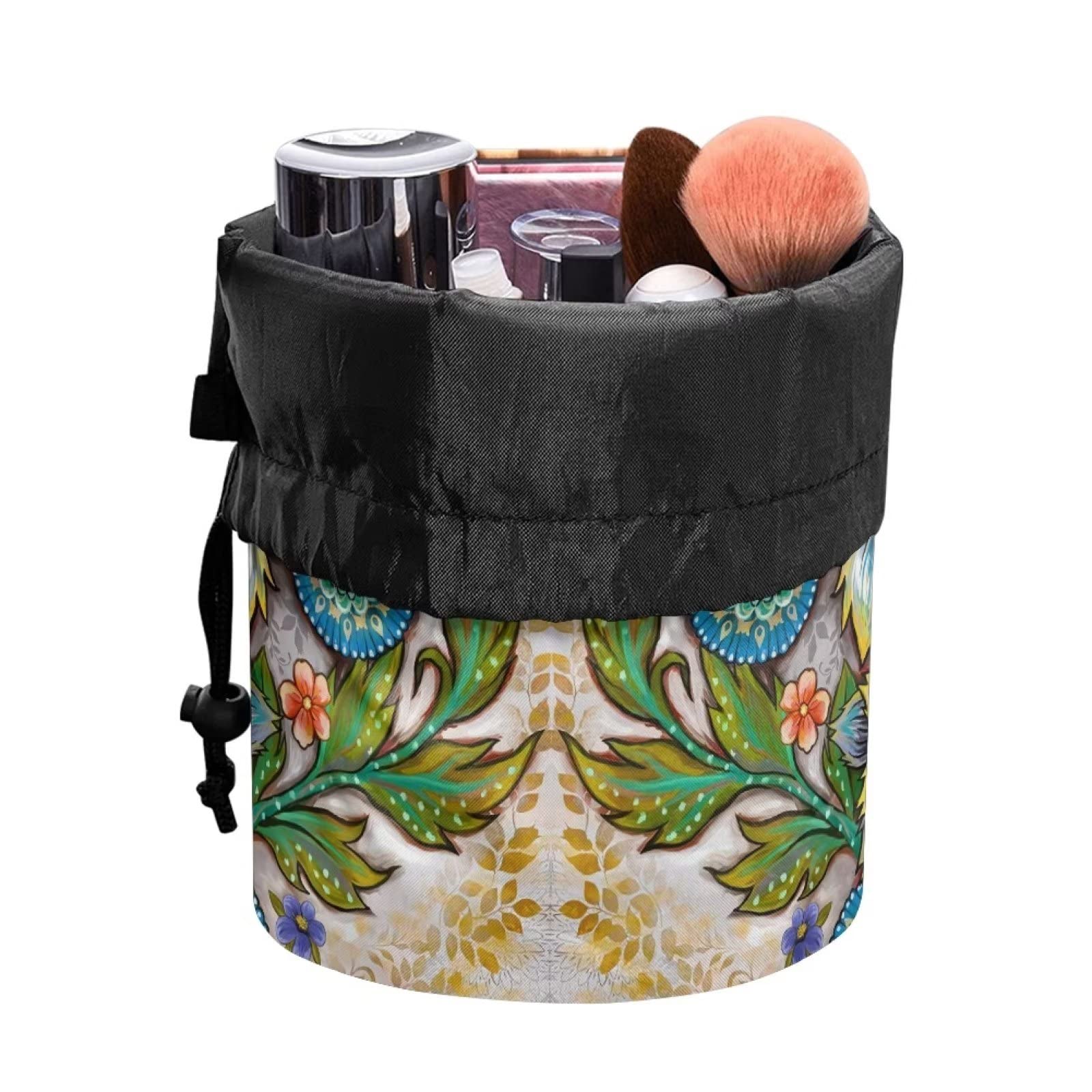 Boho Flower Print Makeup Bag - Portable Travel Cosmetic Organizer for Women | Perfect for Travel & Daily Use