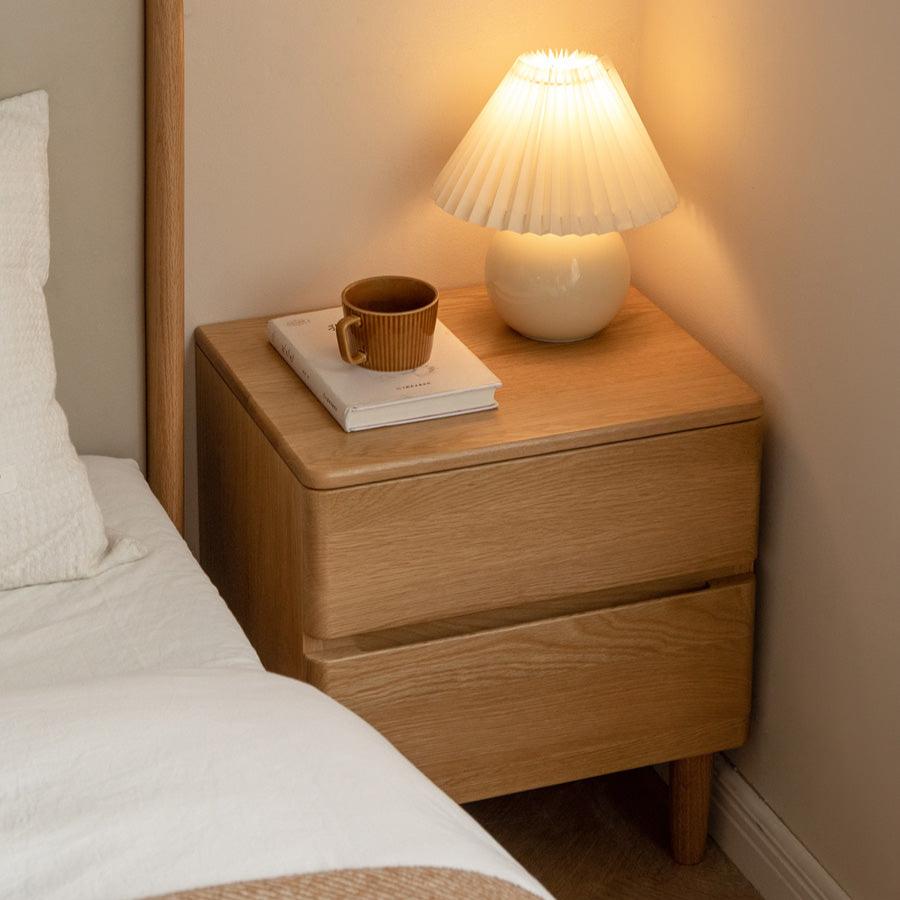 Solid Oak Wood Nightstand - Modern Bedside Table with Drawer for Bedroom, Living Room, or Guest Room - Durable & Stylish Home Furniture
