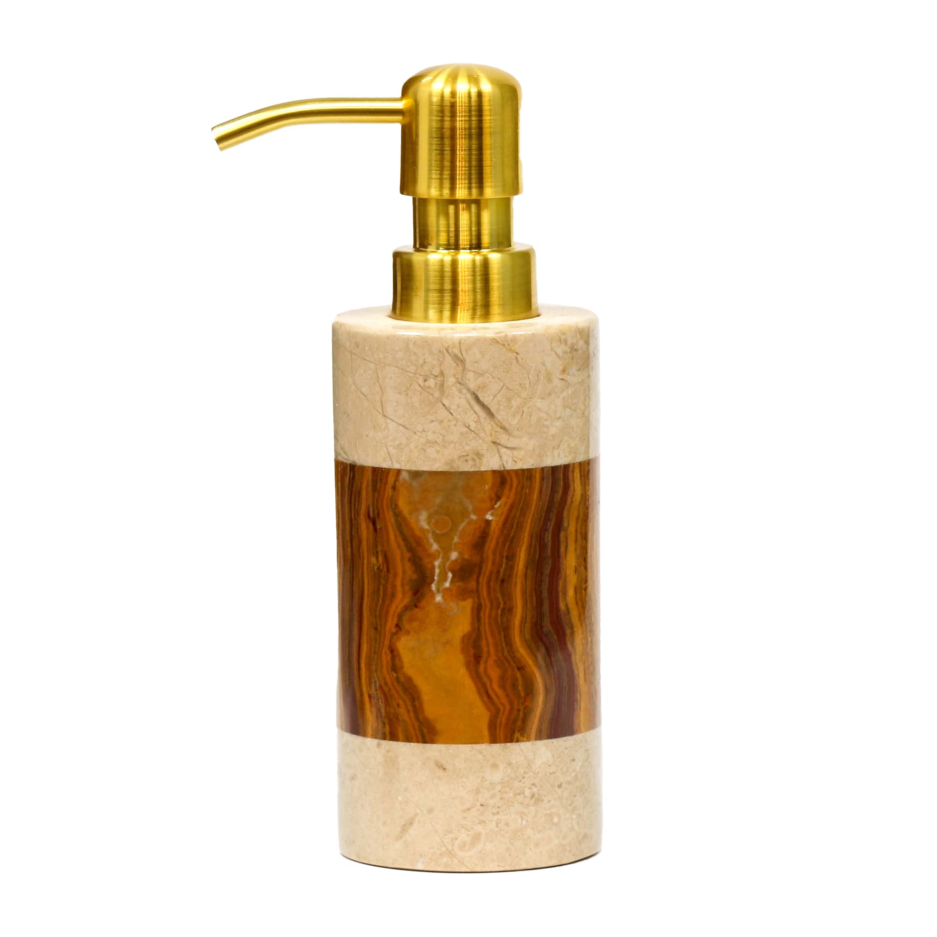 Bello Treasure Polished Marble Soap Dispenser & Lotion Dispenser Set - Desert Sand & Amber Color - Elegant Bathroom & Kitchen Accessories - Spa Decor & Restroom Essentials - Perfect for Home, Hotel, and Salon Decor