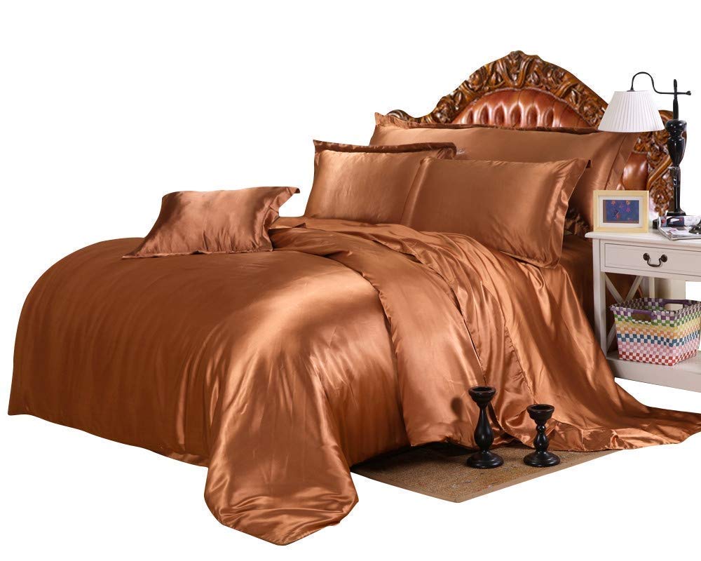 Soft Luxurious Silk-Like Satin 10-Piece Comforter Set - Olympic Queen Size Bedding with Duvet Cover, Flat Sheet, Fitted Sheet & 6 Pillowcases - Durable & Comfortable Lilac Bed Set for Master Bedroom, Guest Room or Luxury Hotel