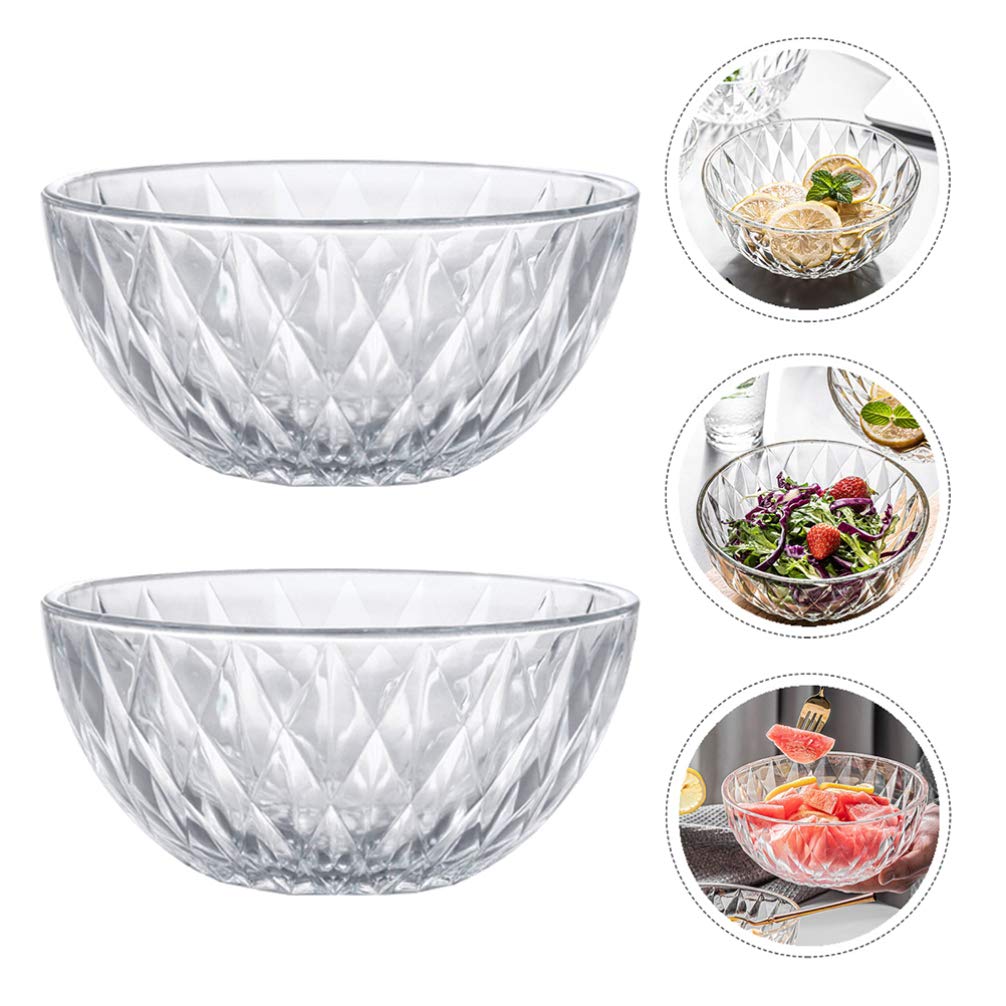Premium Cabilock Glass Salad Bowl - 1pc Transparent Fruit & Veggie Serving Dish for Kitchen, Dining, Party | Durable Food Container for Salads, Snacks, Appetizers | Perfect for Entertaining, Meal Prep & Healthy Eating