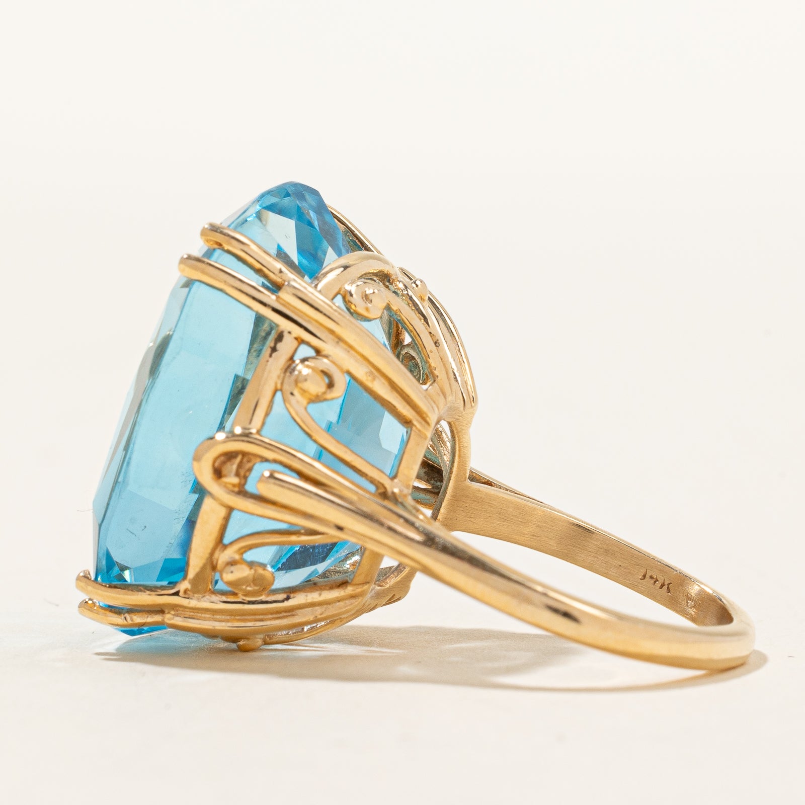 Blue Topaz Cocktail Ring - 38.00 Carat Genuine Stone - Size 5 - Elegant Evening Wear & Special Occasion Jewelry Gift for Women