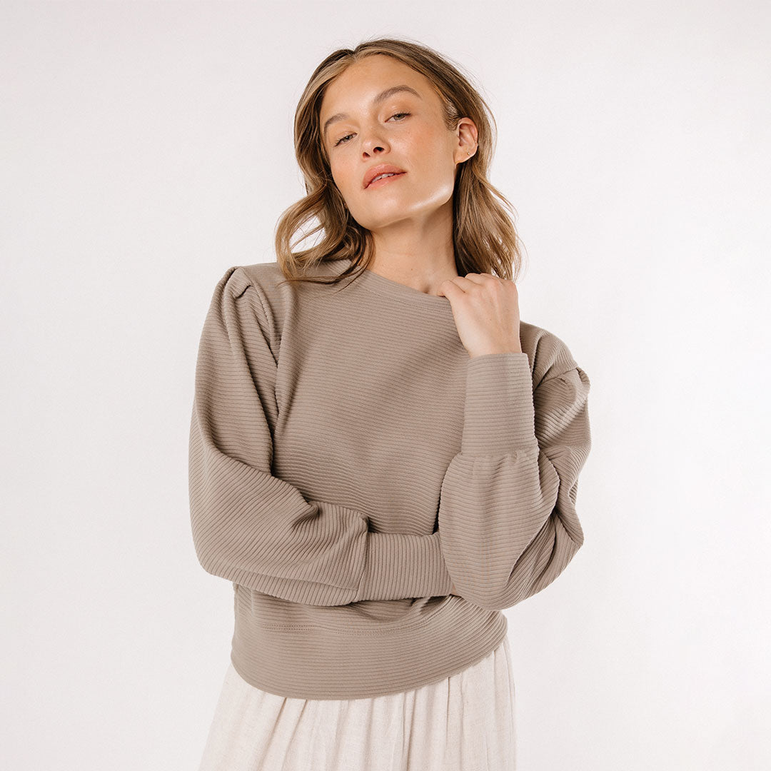 Atlas Ribbed Sweater for Women - Soft Knit Pullover, Chestnut Brown Fall Winter Tops - Cozy Casual Wear for Office, Date Night & Weekend Outfits