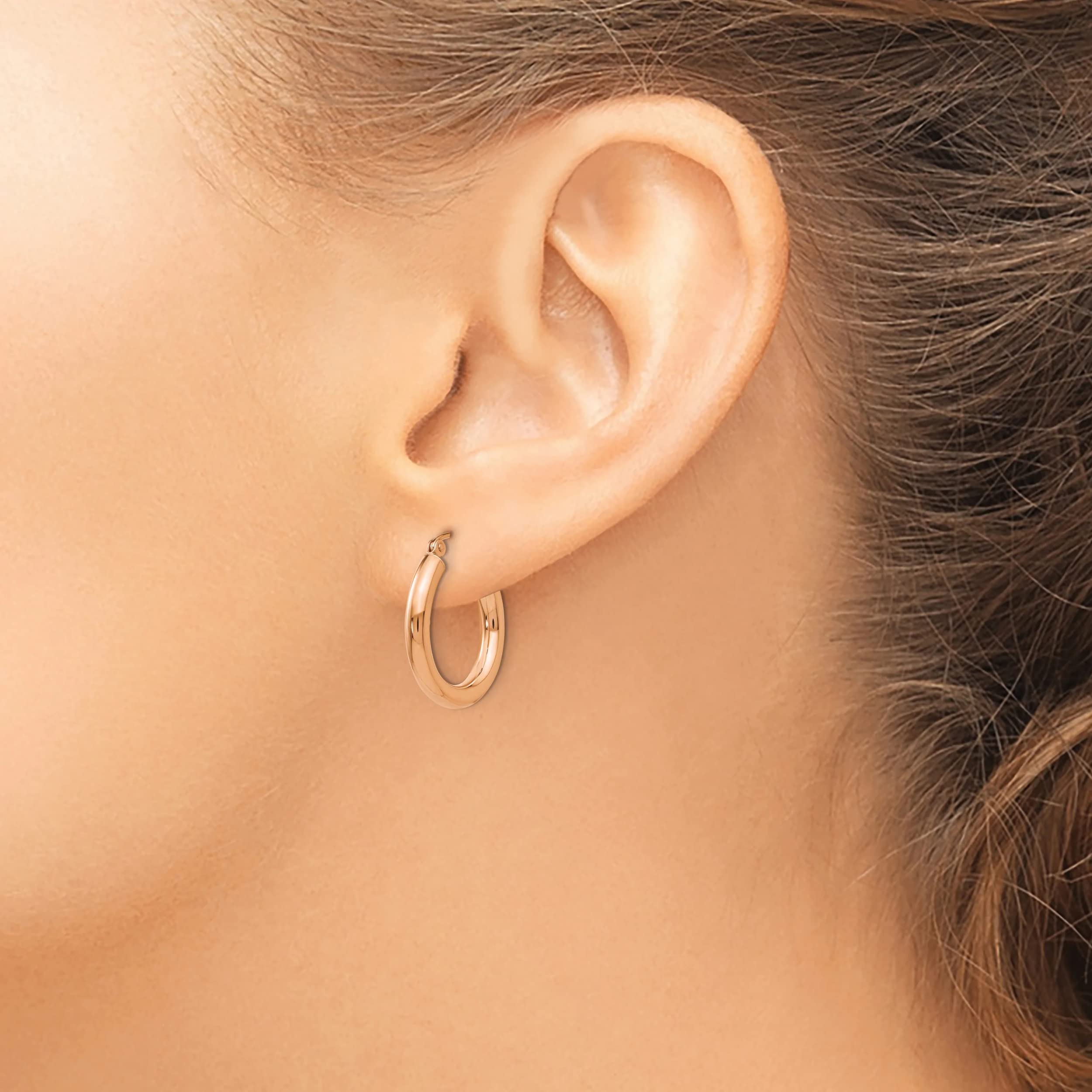 14K Rose Gold 3MM Hoop Earrings for Women - Dainty Everyday Jewelry, Gift for Her, Valentine's Day, Anniversary, Birthday Present