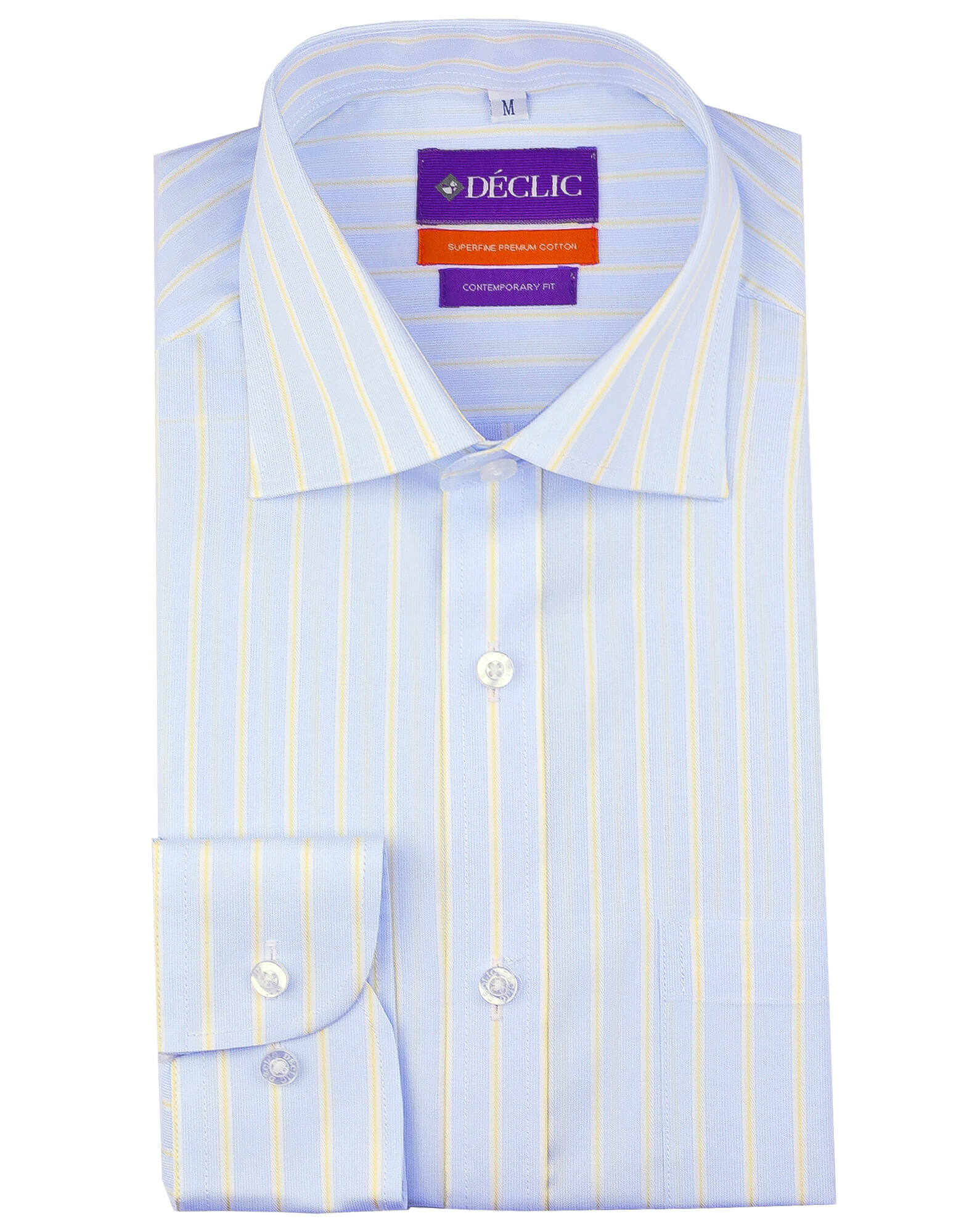 DÉCLIC Rikard Men's Striped Casual Shirt - Yellow | Stylish Button Down Shirt for Office, Date Night & Summer Outfits